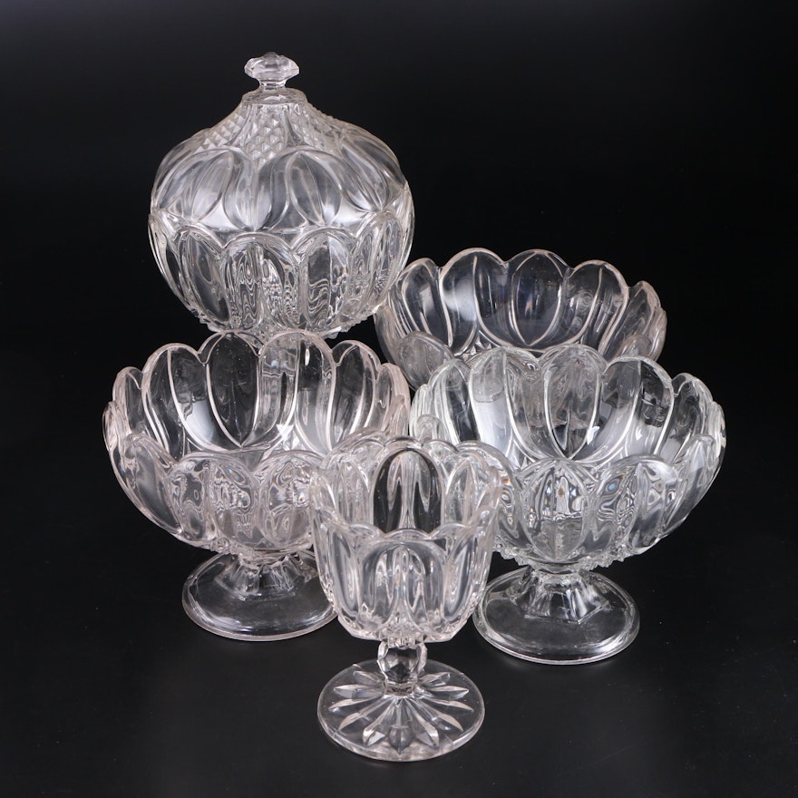 Bryce "Tulip" Footed Glass Bowls and Compote, 19th c.