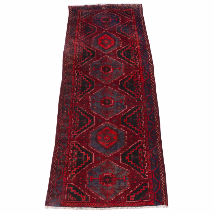 4'10 x 12'10 Hand-Knotted Persian Hamadan Wool Long Rug