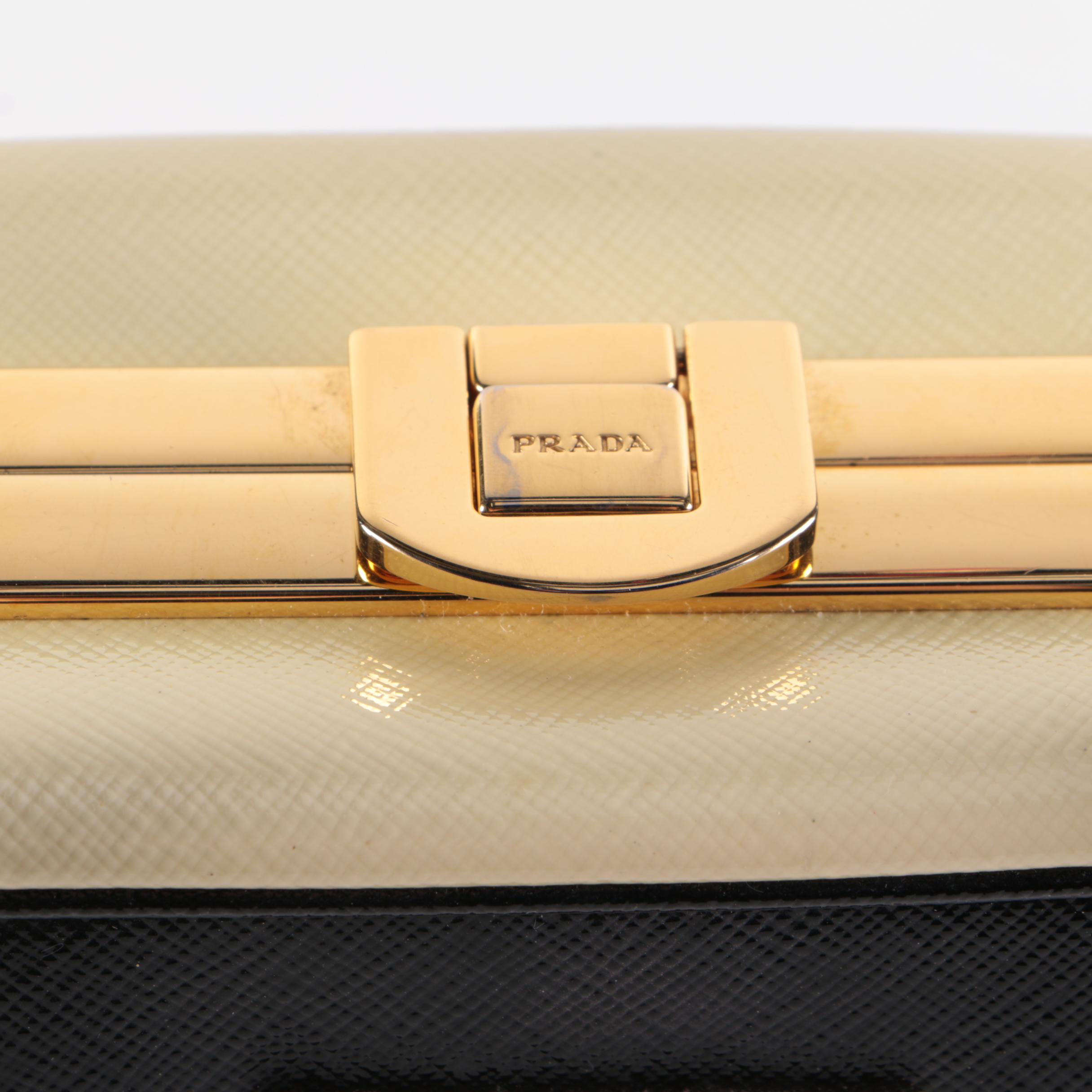 Prada Saffiano Leather Pyramid Frame Top Handle Bag