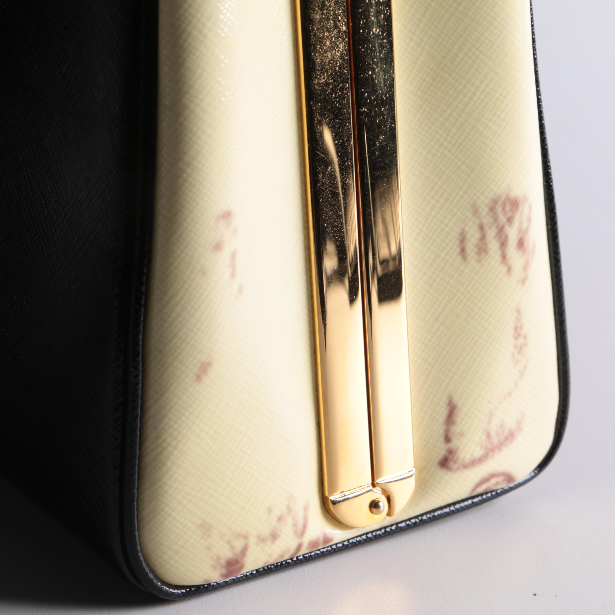 Prada Saffiano Leather Pyramid Frame Top Handle Bag