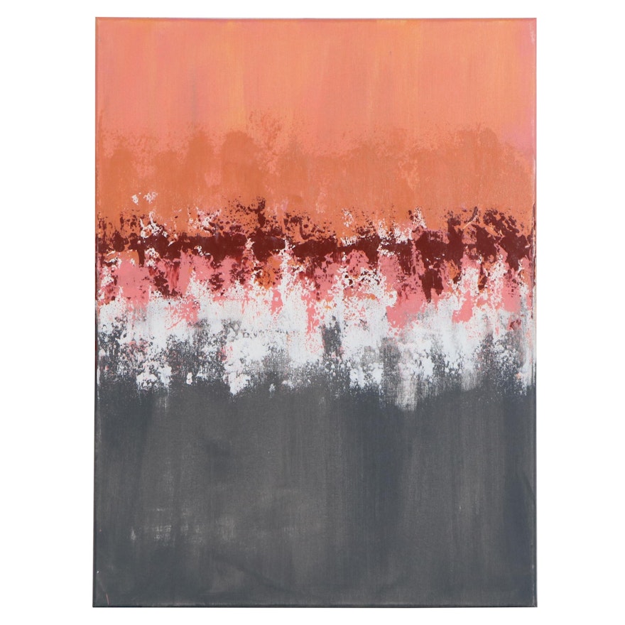 Sanna Abstract Acrylic Painting "Sweet Coral Sunset"