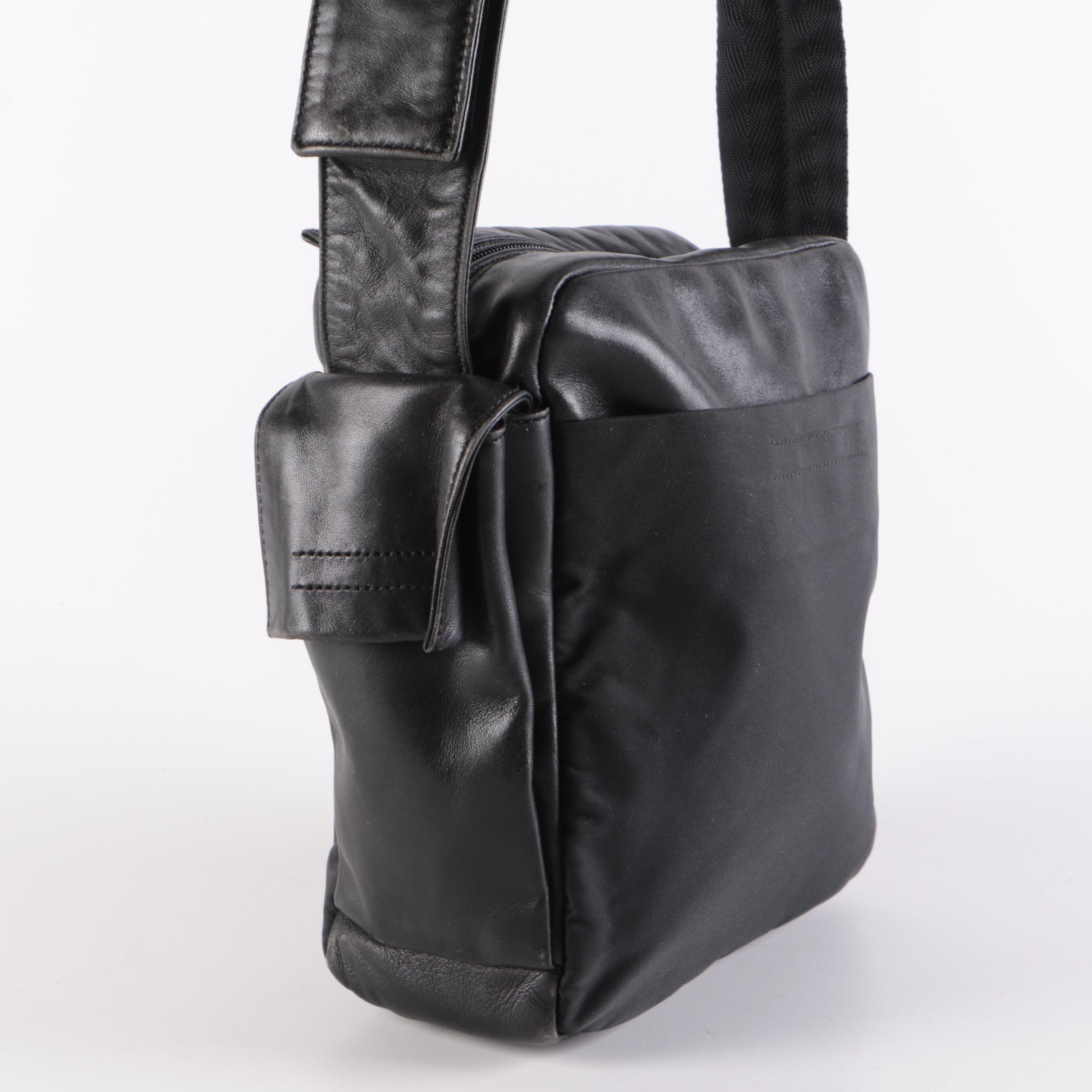 Prada Crossbody Bag in Black Leather and Nylon