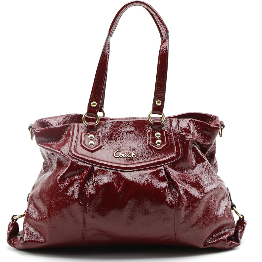 Coach Ashley Oxblood Red Patent Leather Carryall Bag