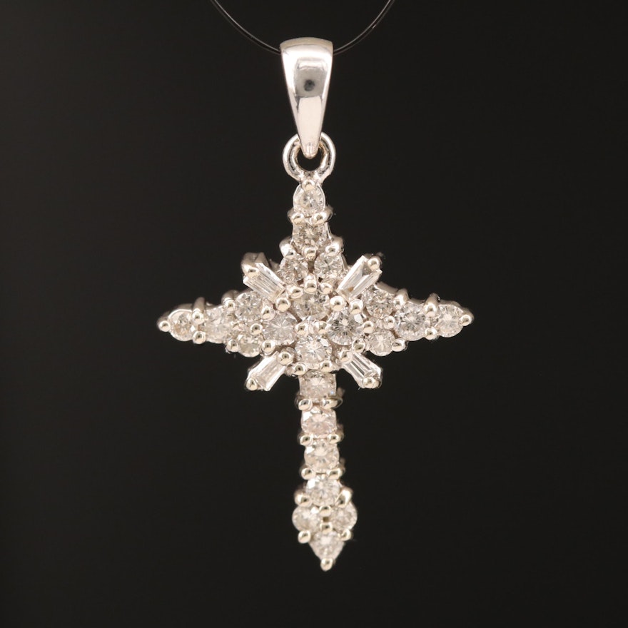 14K Diamond Cross Pendant