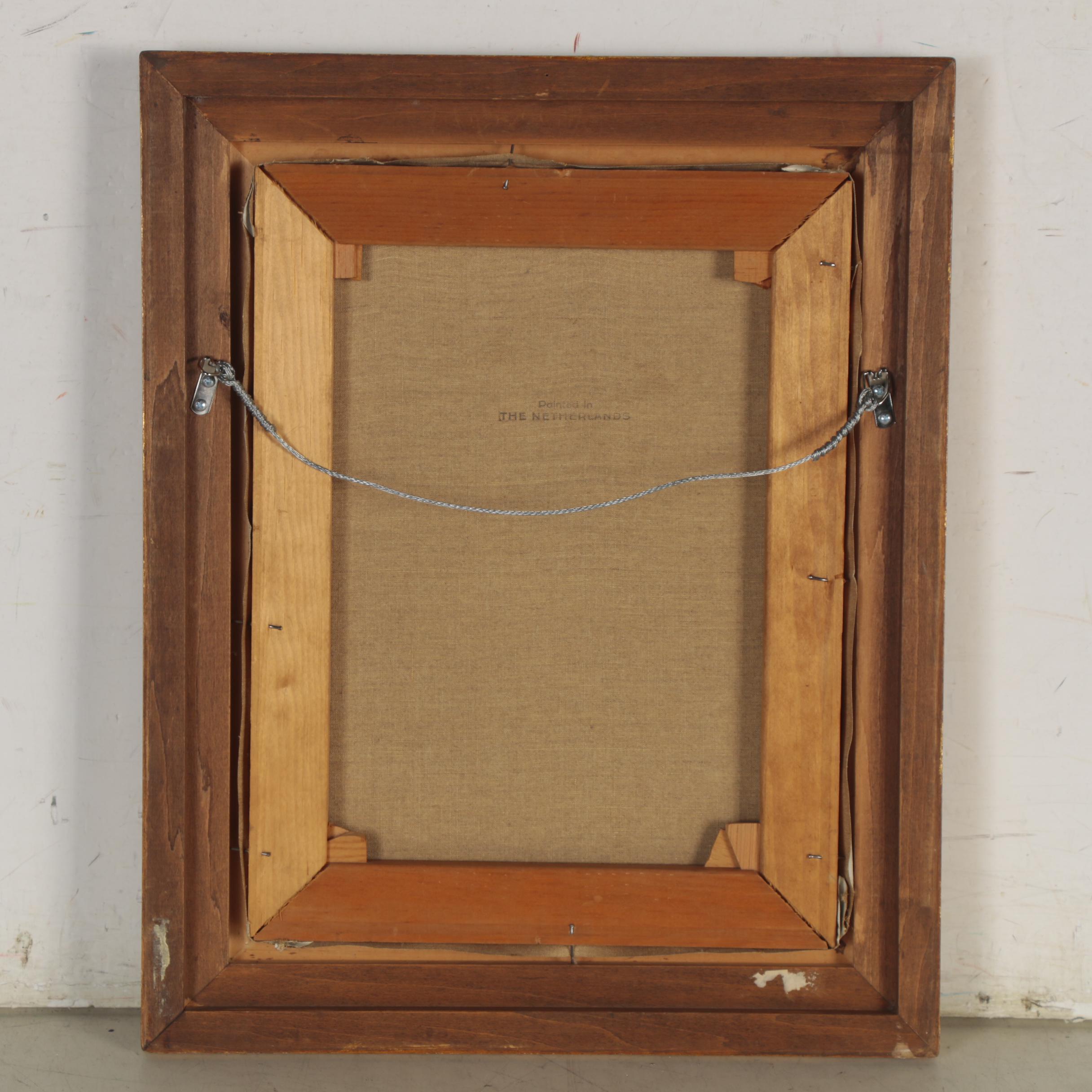Still Life Oil Painting with Books and a Key, 20th Century