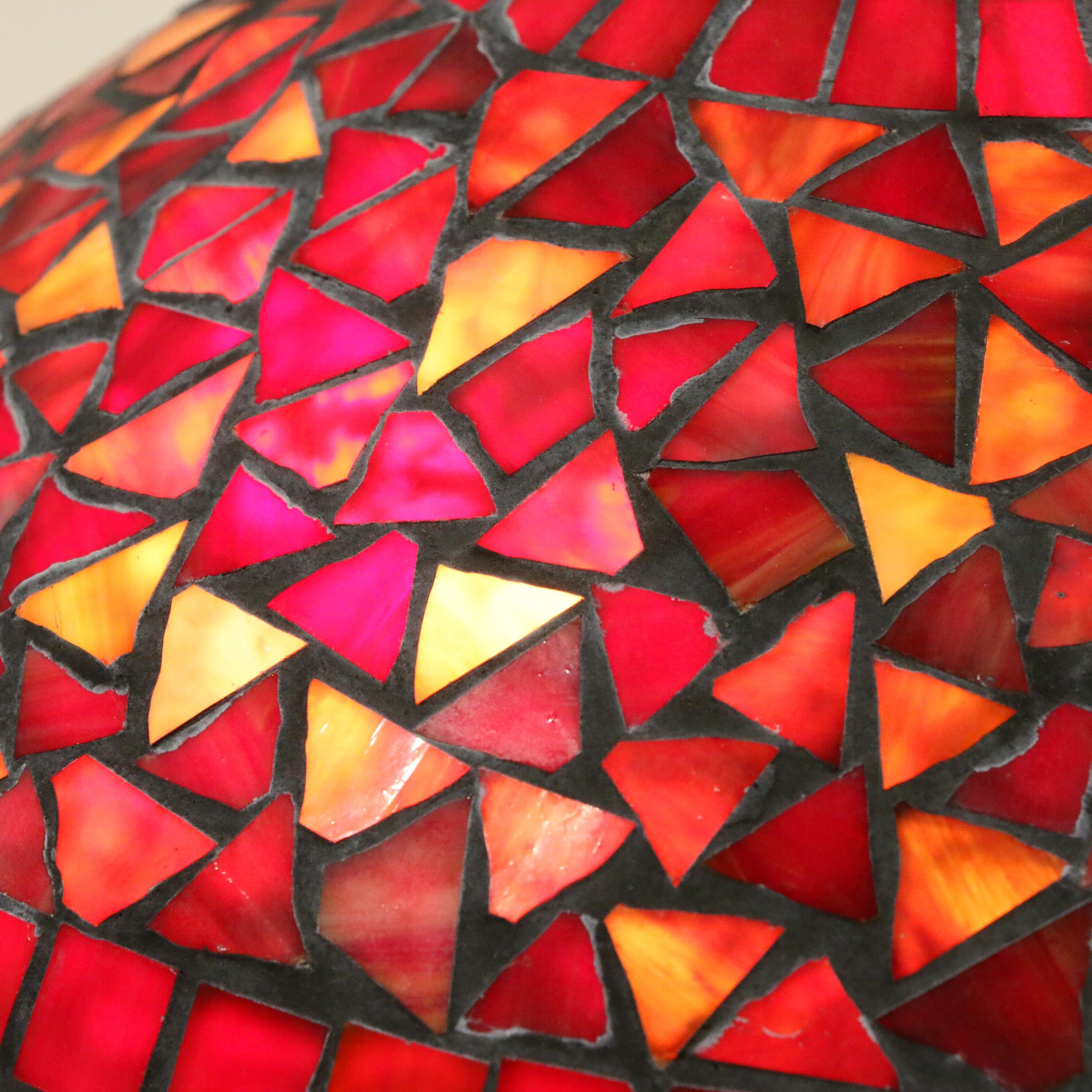 Table Lamp with Red Slag Glass Shade, Contemporary
