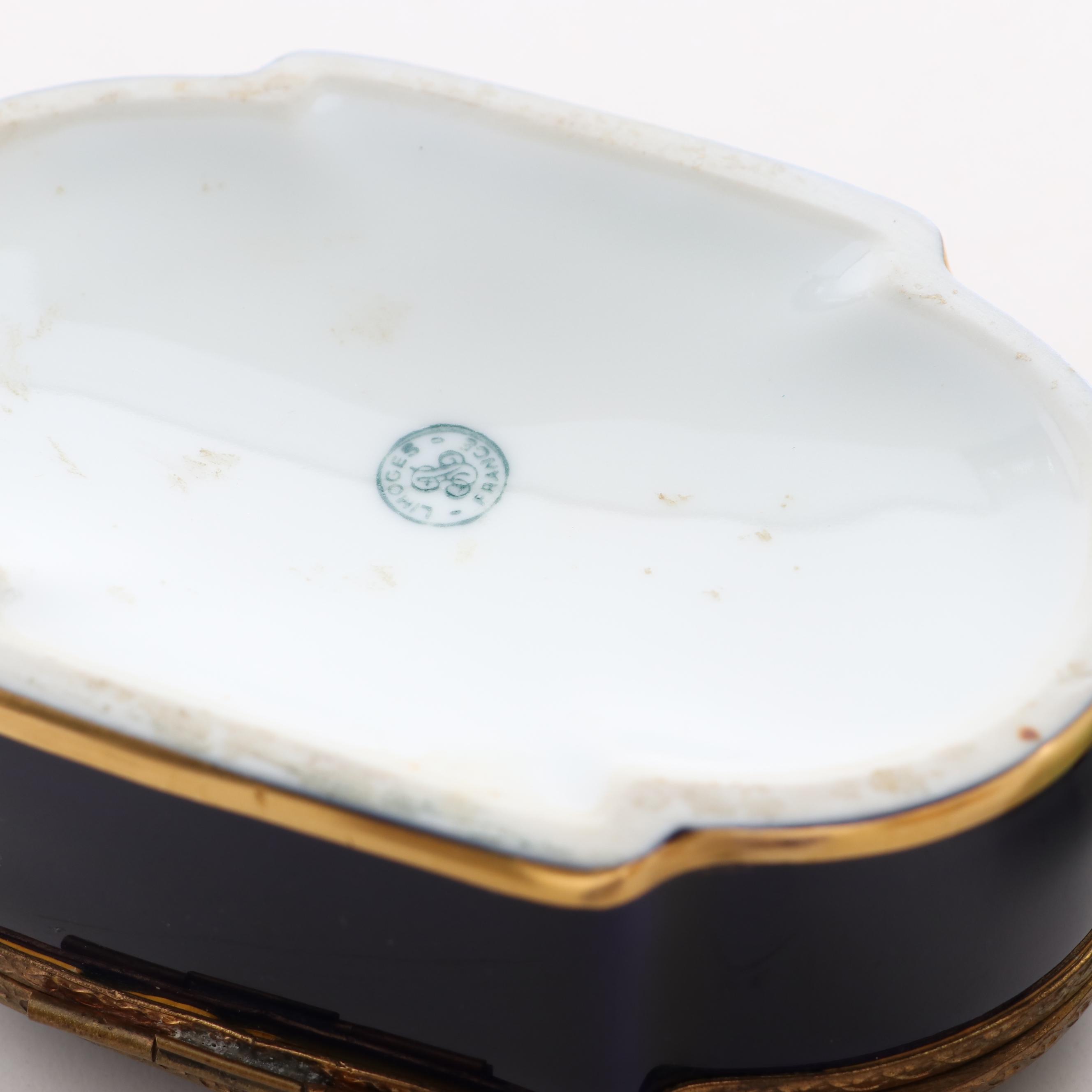 Hand-Painted Blackberry Limoges Porcelain Snuff Box with Other Decorative Boxes