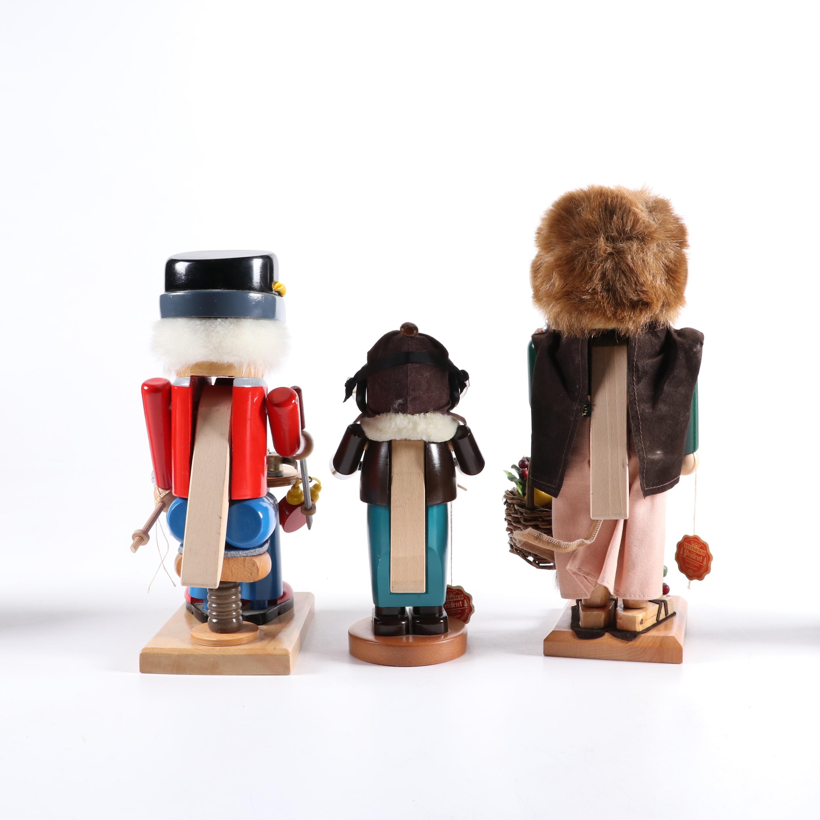 Steinbach "Clockmaker," "Pilot," and "Elve Eric" Vintage Nutcrackers