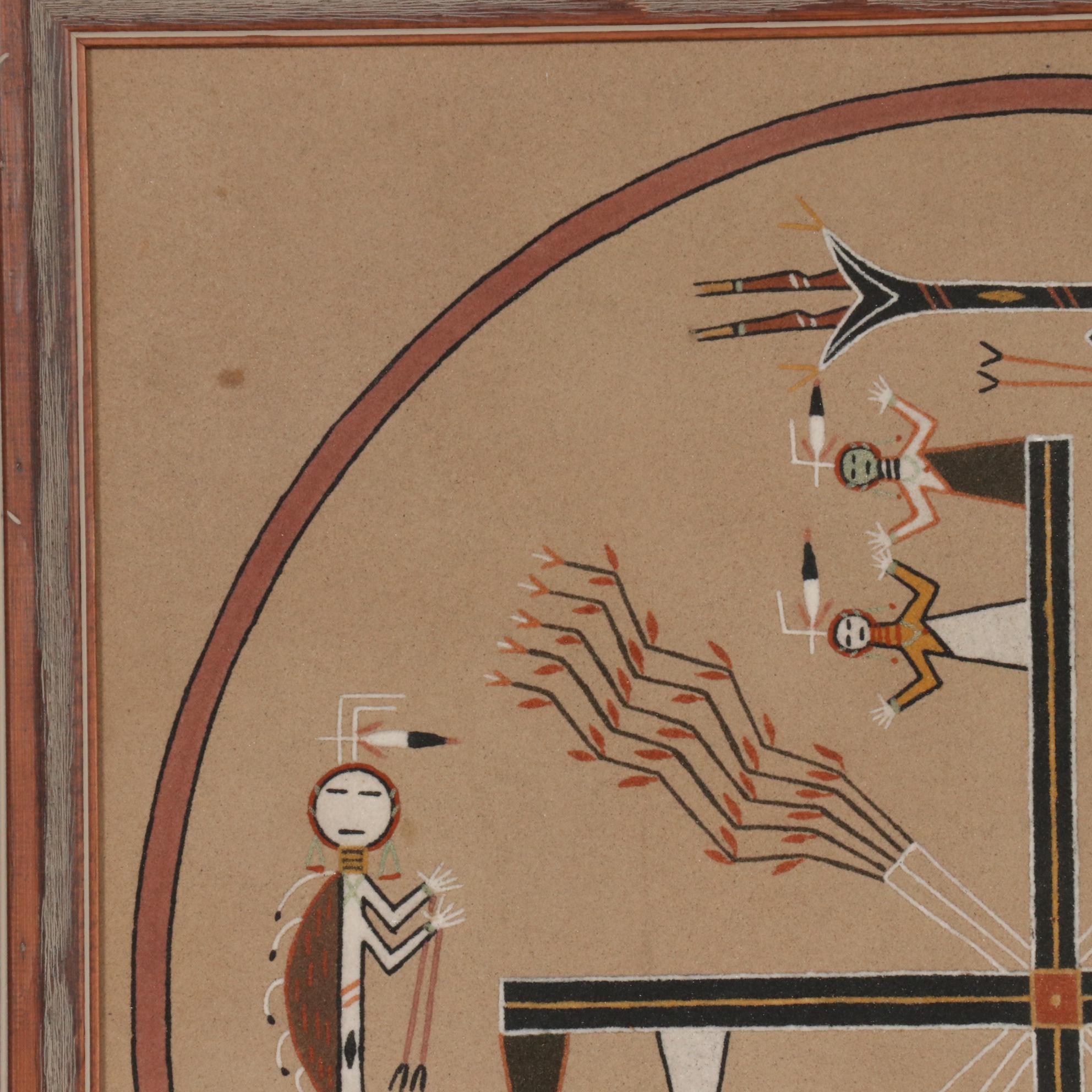 Patsy Miller Navajo Sand Painting "Whirling Logs," circa 1962