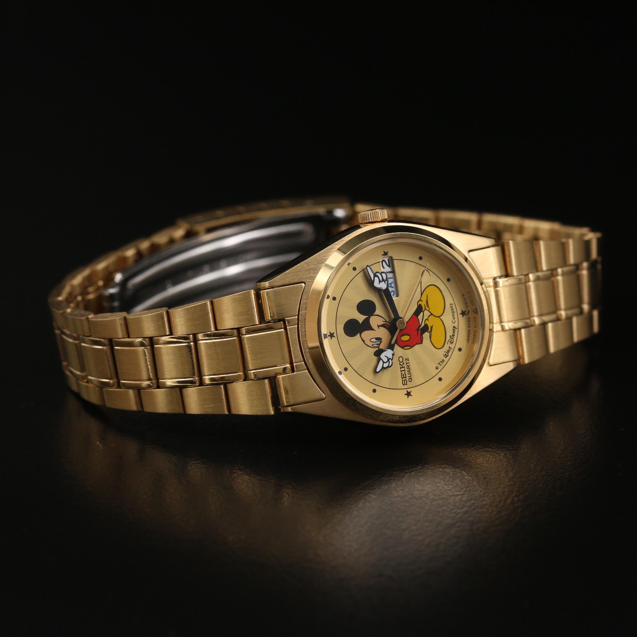 Seiko Mickey Mouse Watch with Day and Date Window