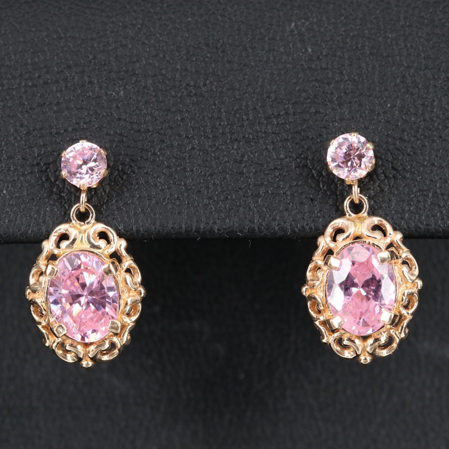 14K Cubic Zirconia Dangle Earrings