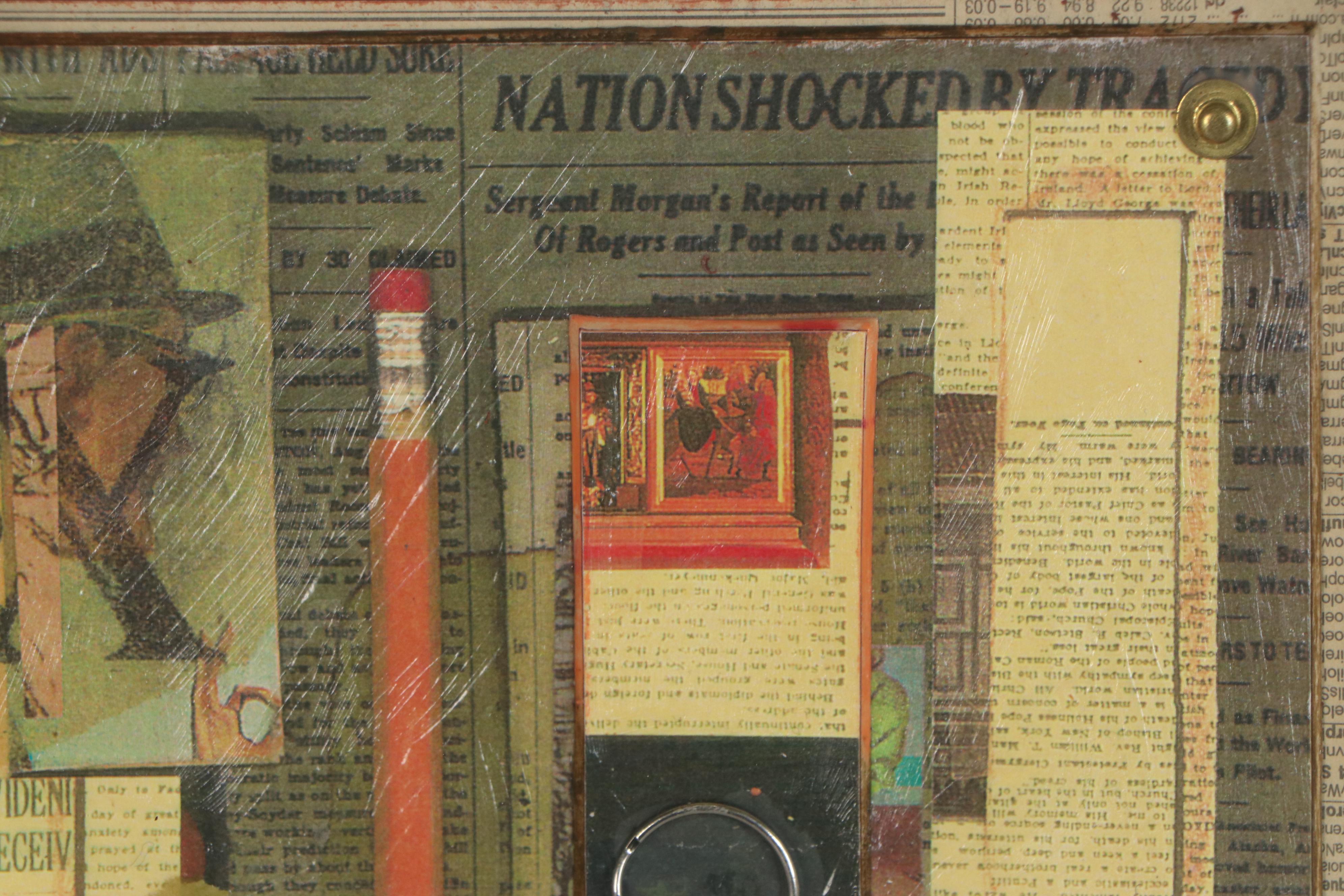 George Sewell Mixed Media Collage "Two in Times Square"