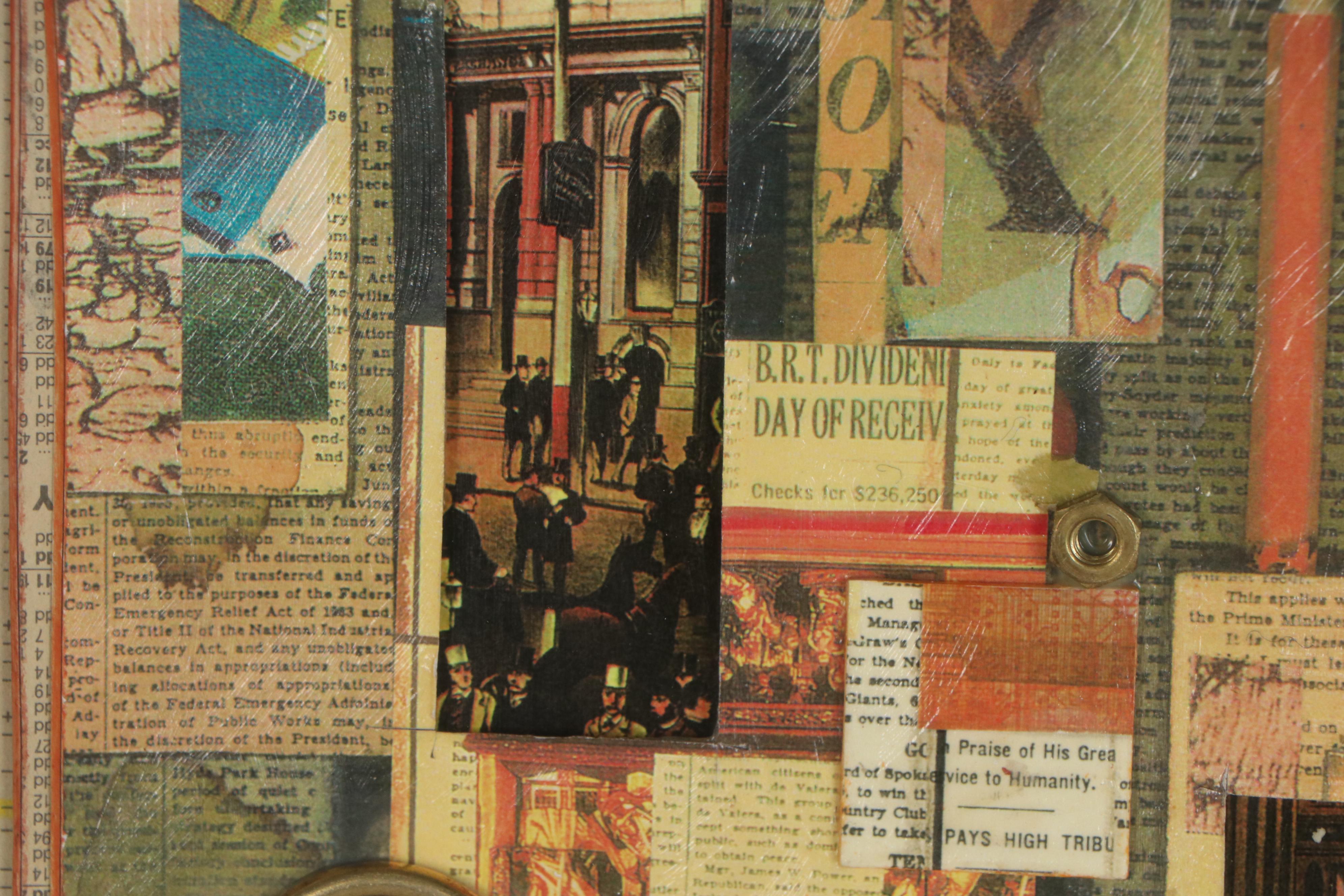 George Sewell Mixed Media Collage "Two in Times Square"