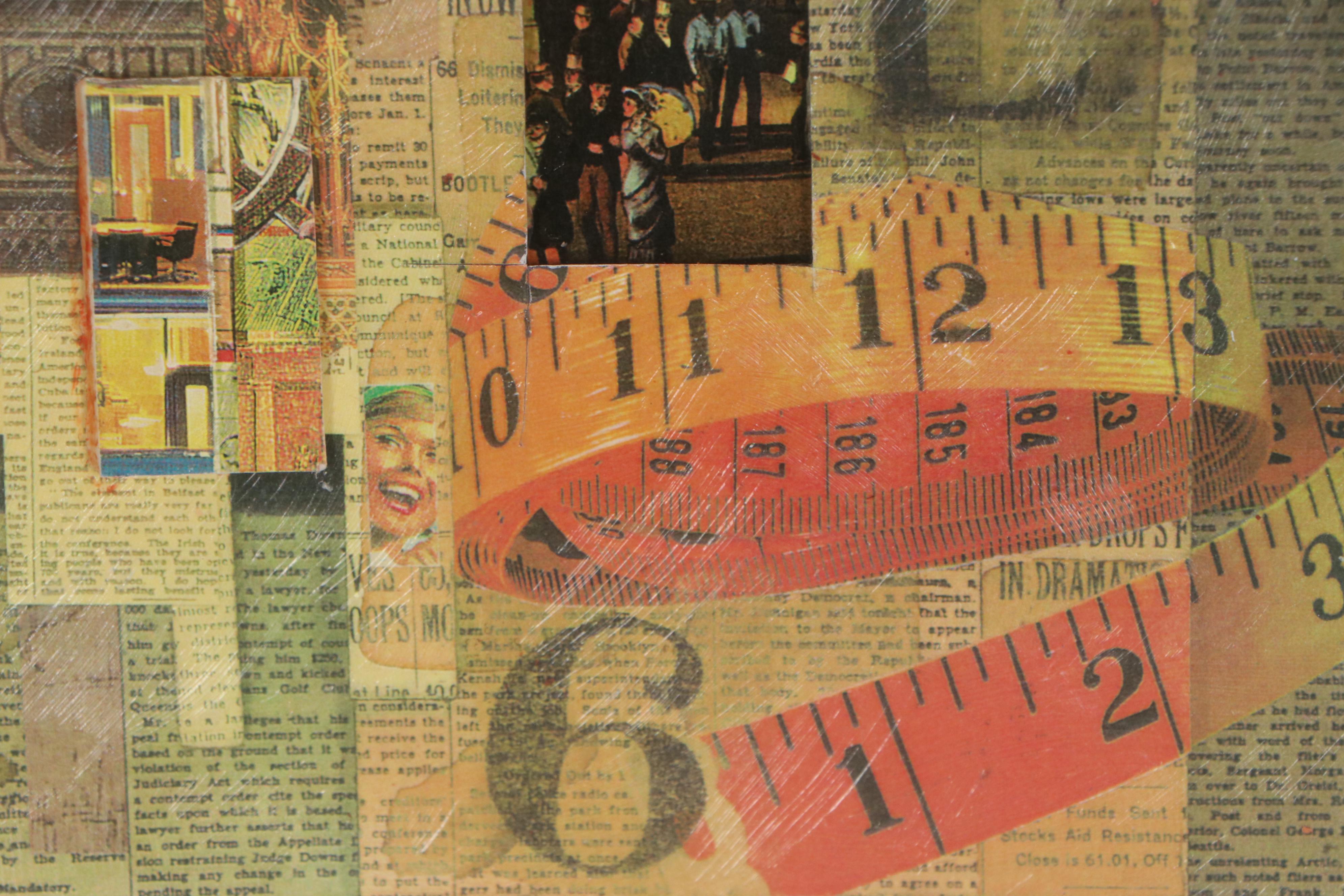 George Sewell Mixed Media Collage "Two in Times Square"
