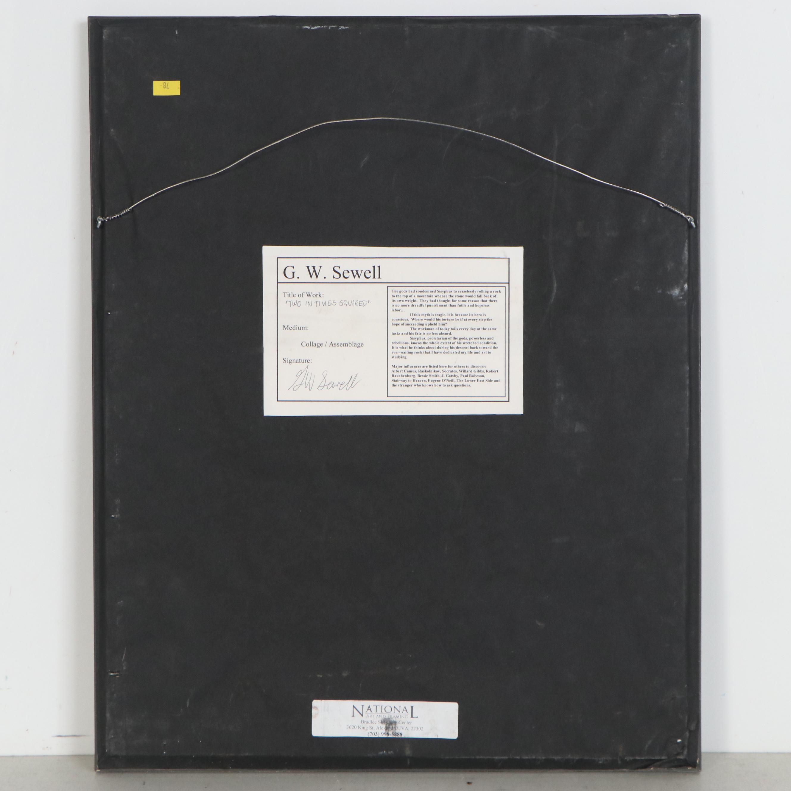 George Sewell Mixed Media Collage "Two in Times Square"