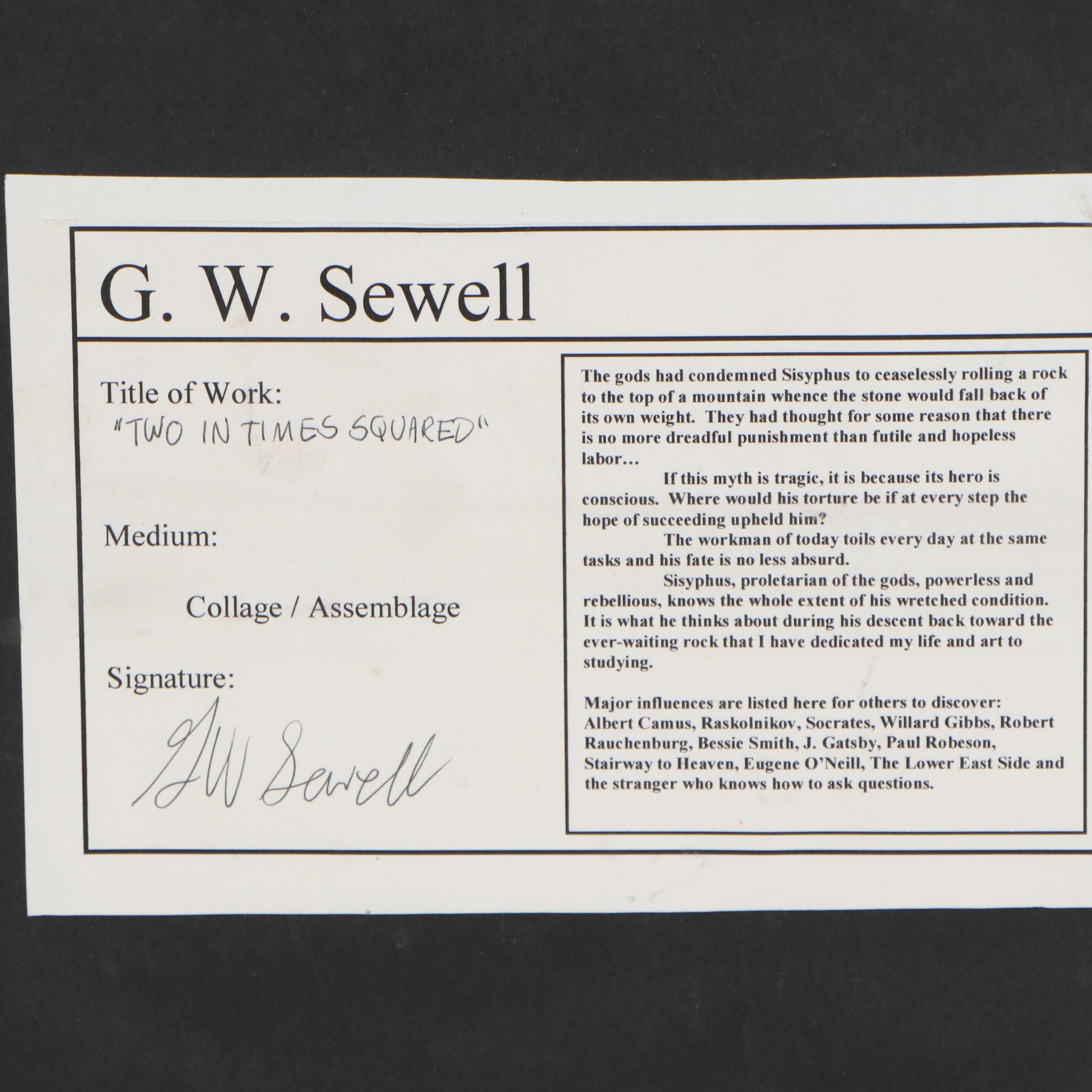 George Sewell Mixed Media Collage "Two in Times Square"