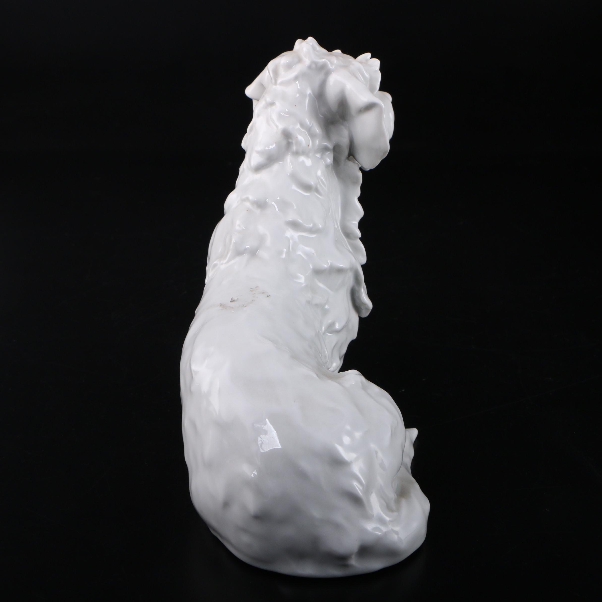 Herend White Porcelain Dachshund Figurine