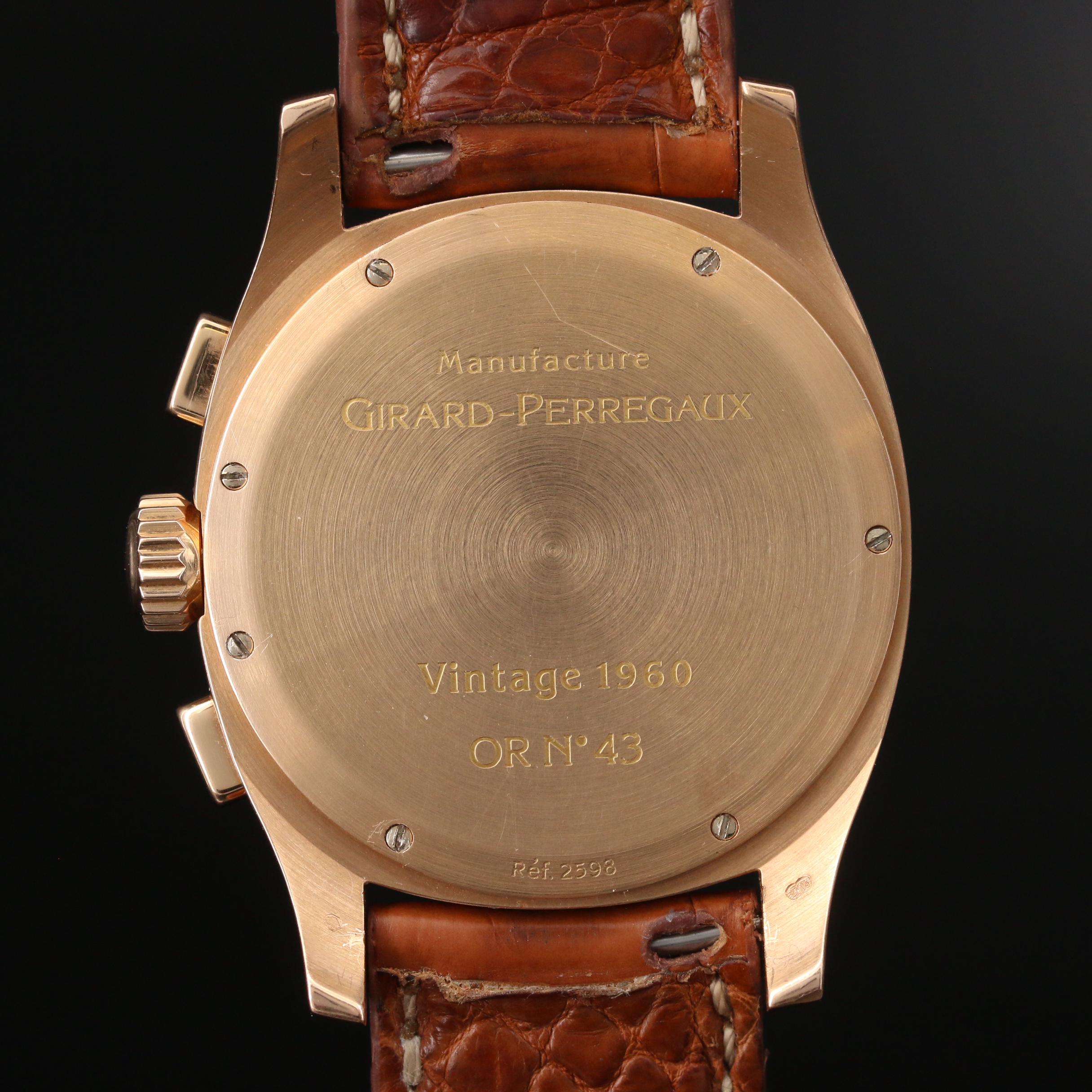 1960 Girard-Perregaux 18K Rose Gold Automatic Chronograph Watch