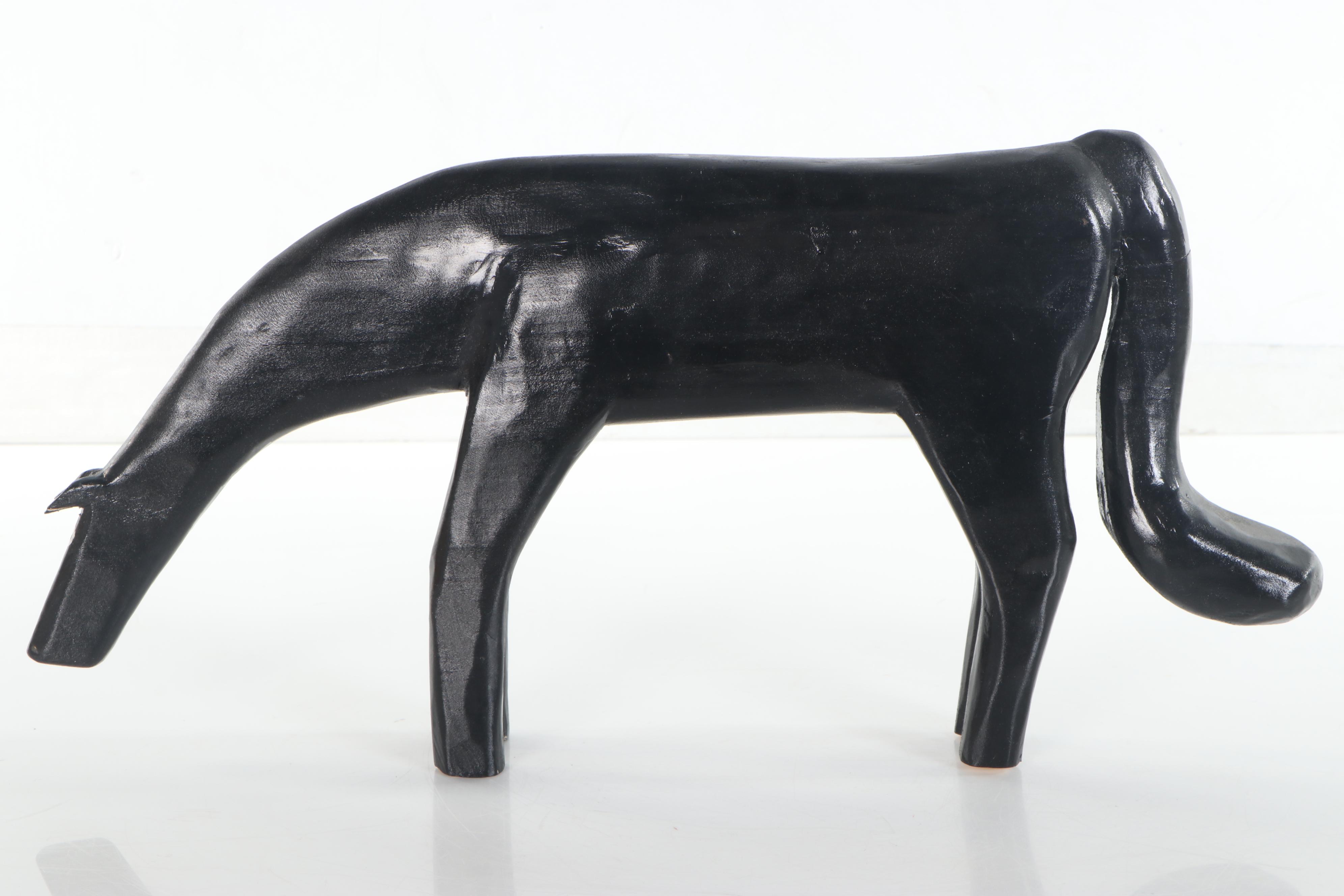 Minnie Adkins and Mike Norris Folk Art Wooden Sculpture of Black Horse, 2001