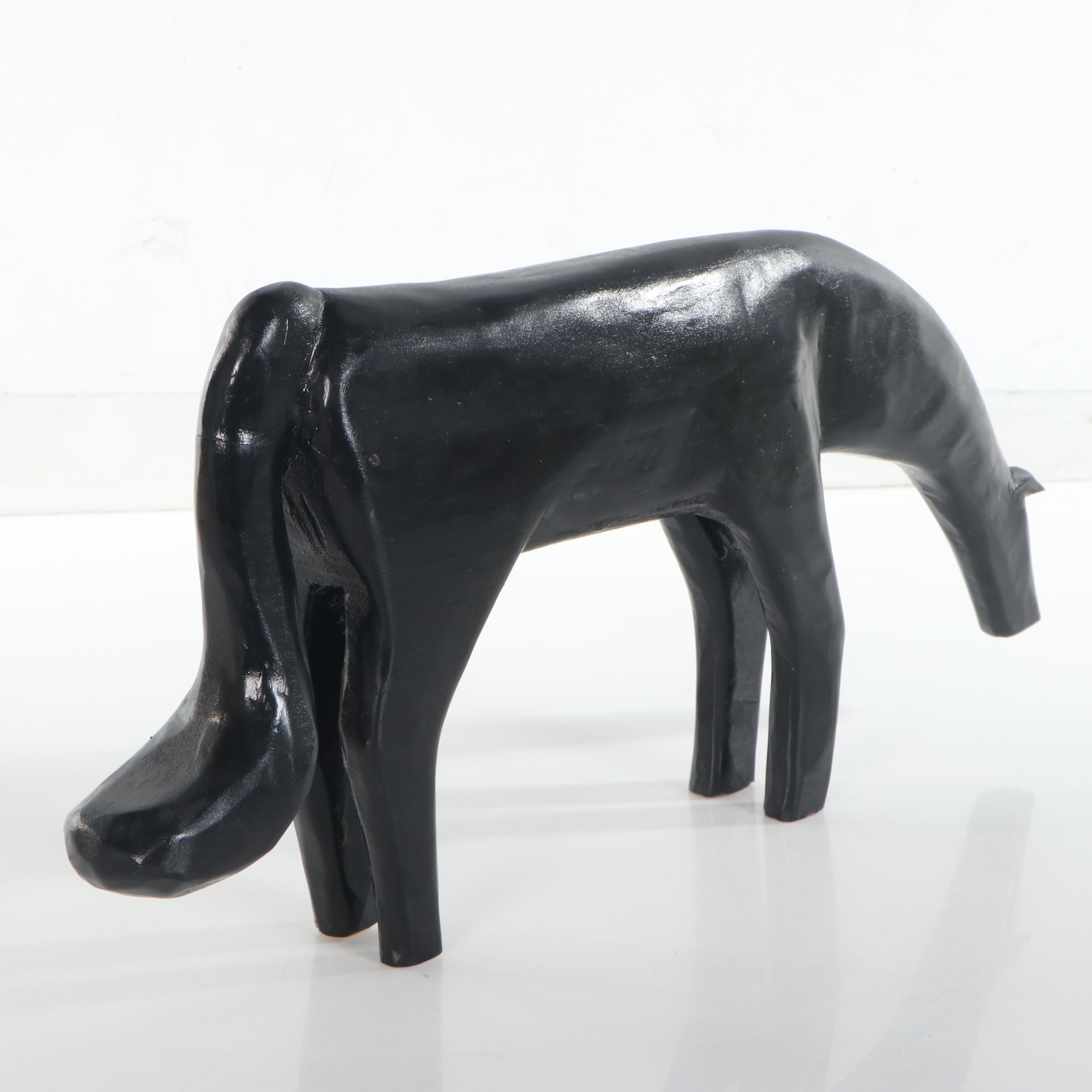 Minnie Adkins and Mike Norris Folk Art Wooden Sculpture of Black Horse, 2001