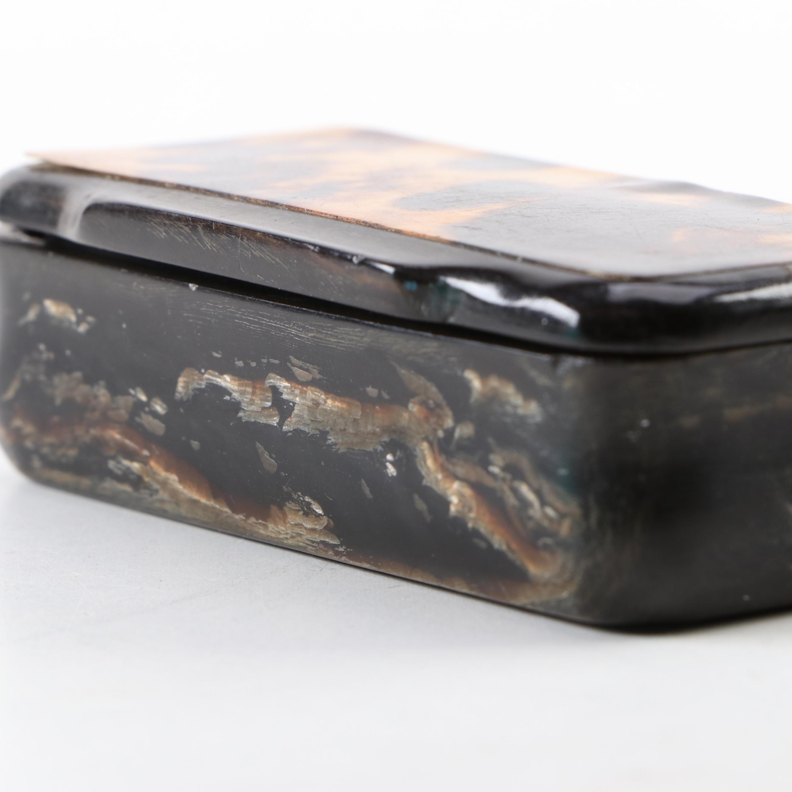 Carved Horn and Tortoiseshell Snuff Box, 19th Century