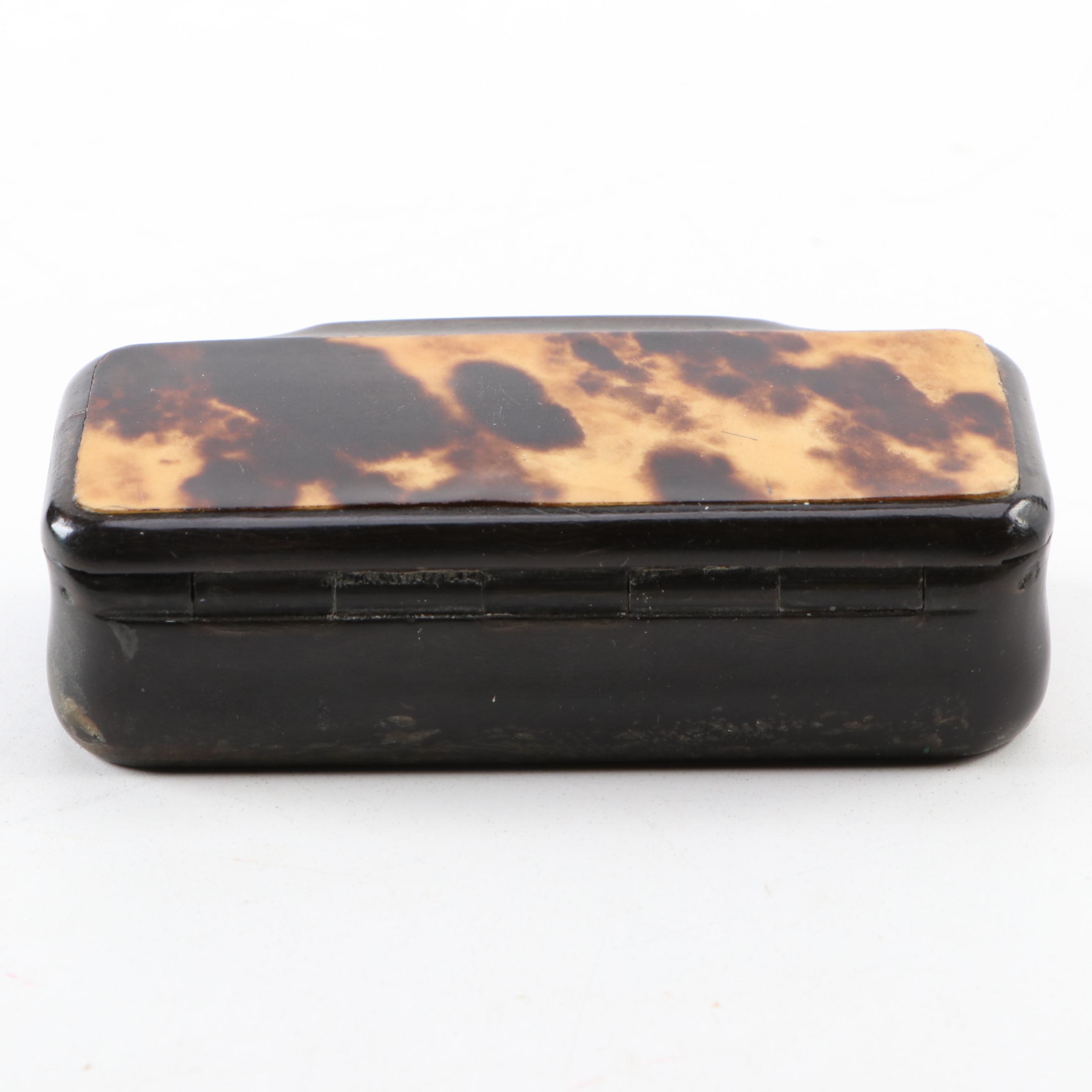Carved Horn and Tortoiseshell Snuff Box, 19th Century
