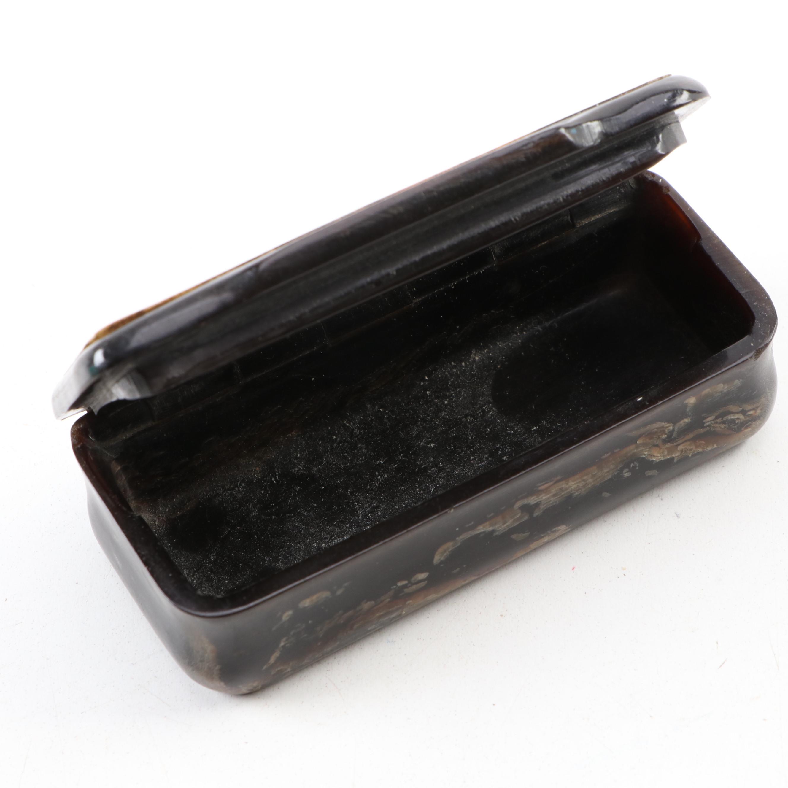 Carved Horn and Tortoiseshell Snuff Box, 19th Century
