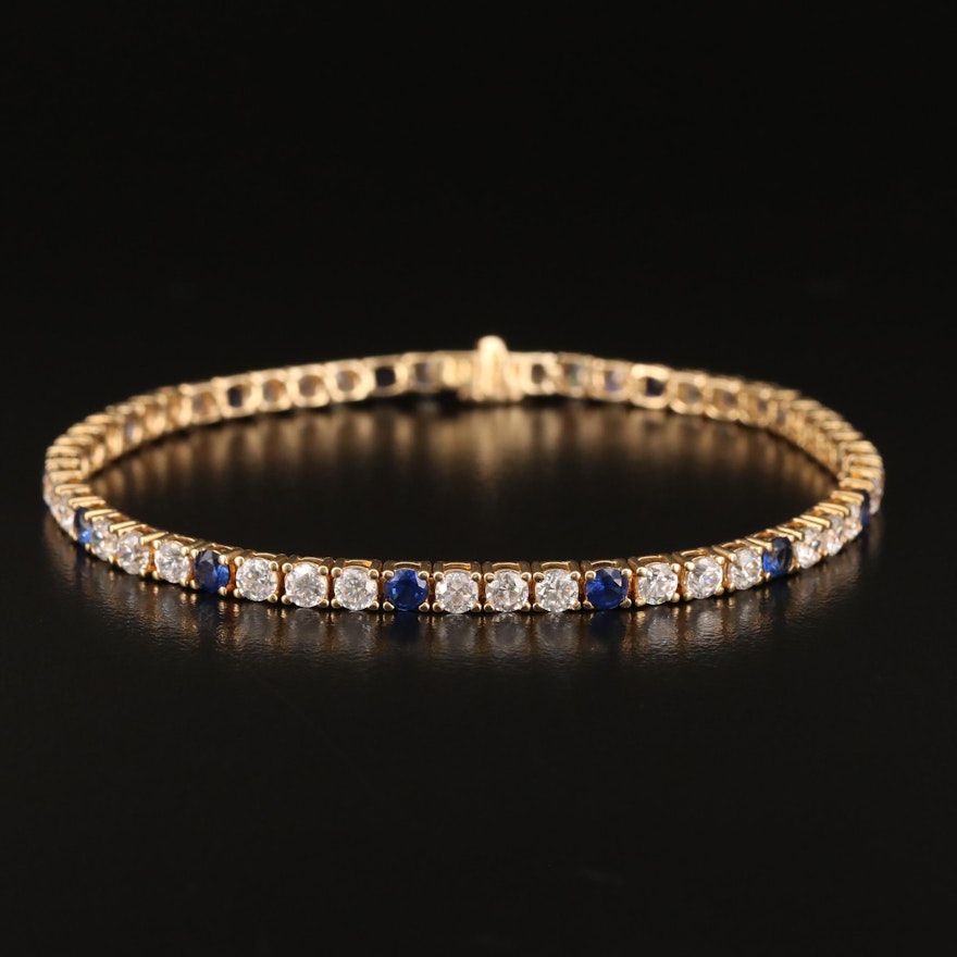 14K Sapphire and Cubic Zirconia Line Bracelet
