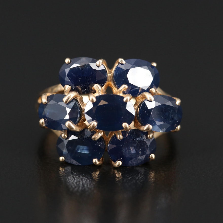 10K Oval Faceted Sapphire Ring