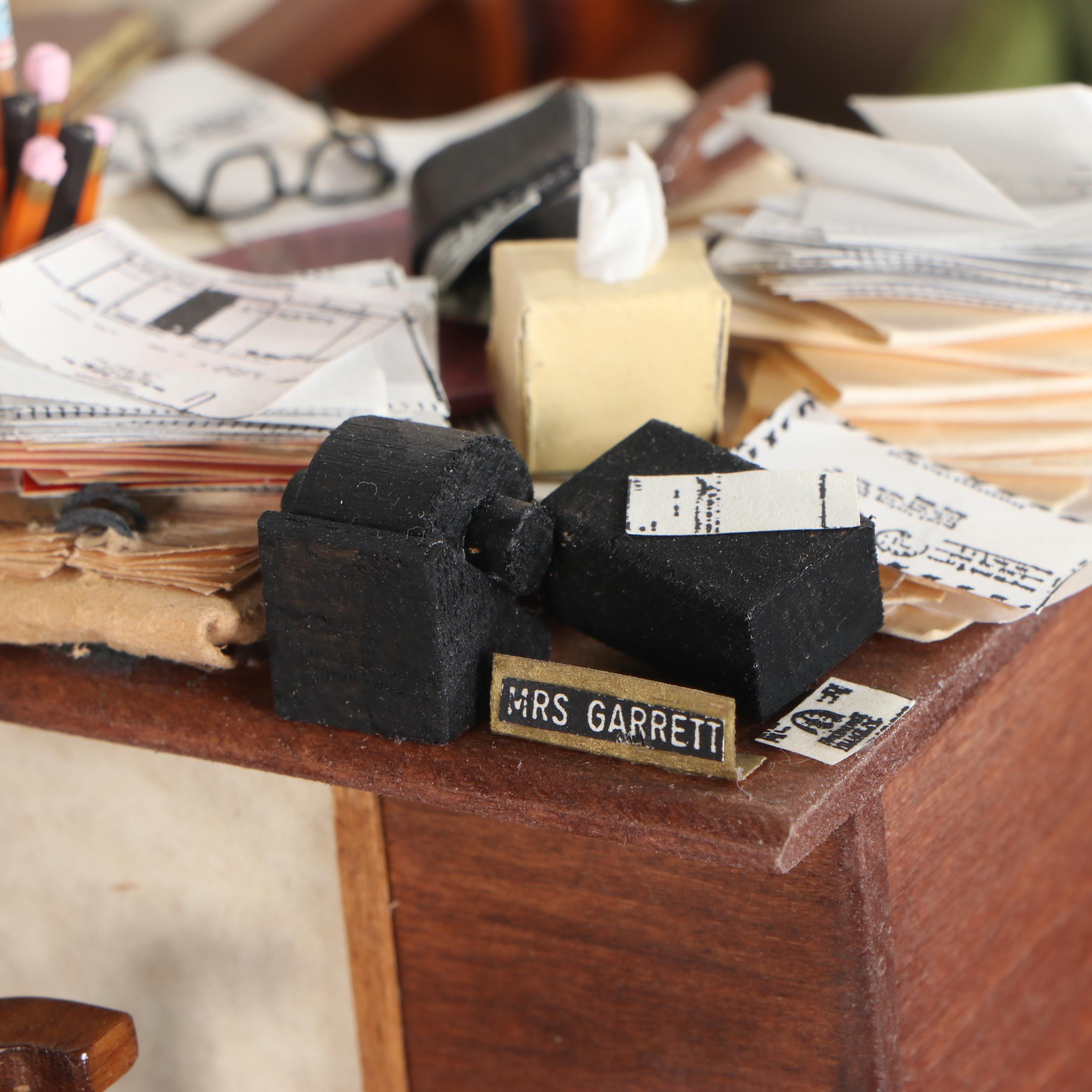 Miniature Office Diorama Featuring Furniture and Accessories, 1992