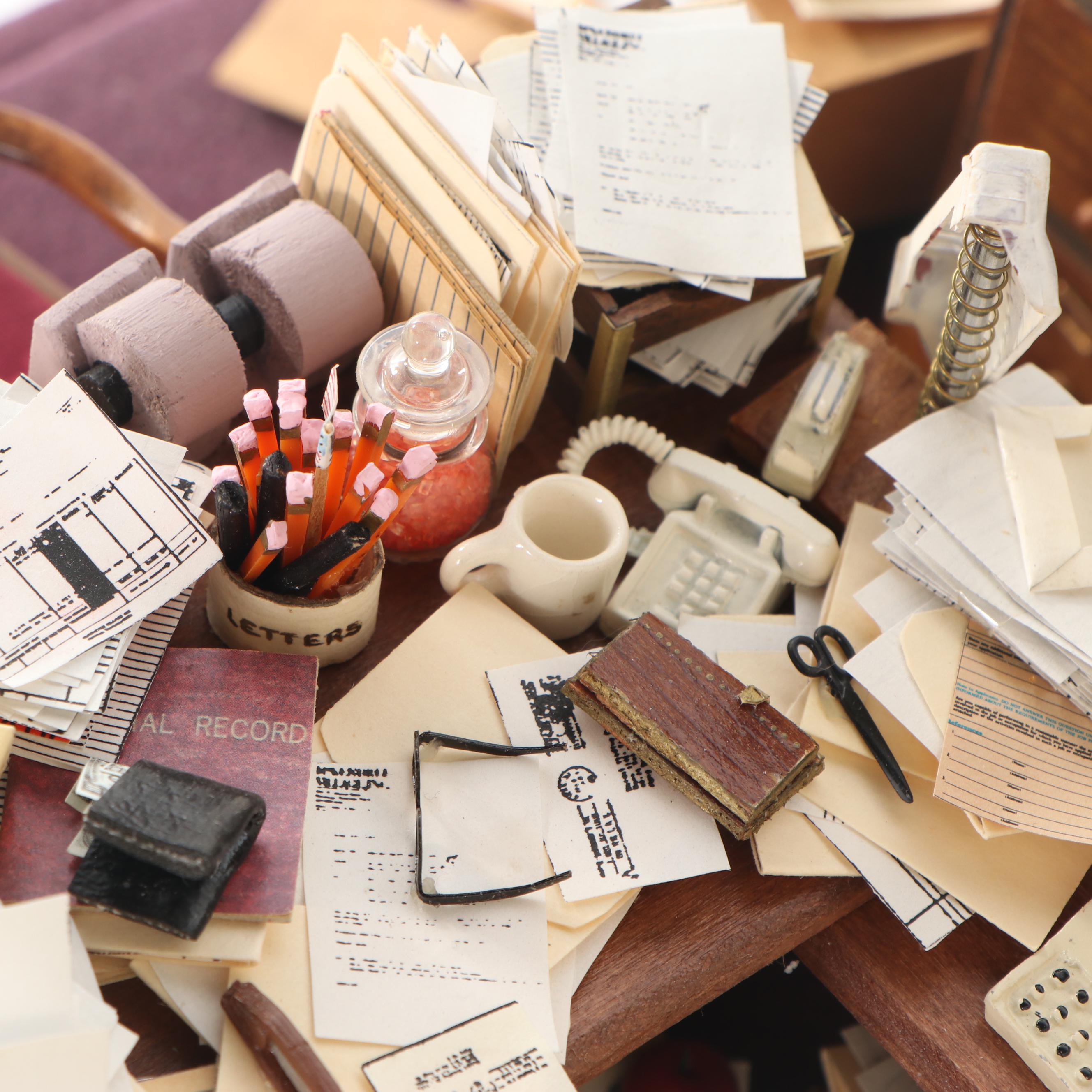 Miniature Office Diorama Featuring Furniture and Accessories, 1992