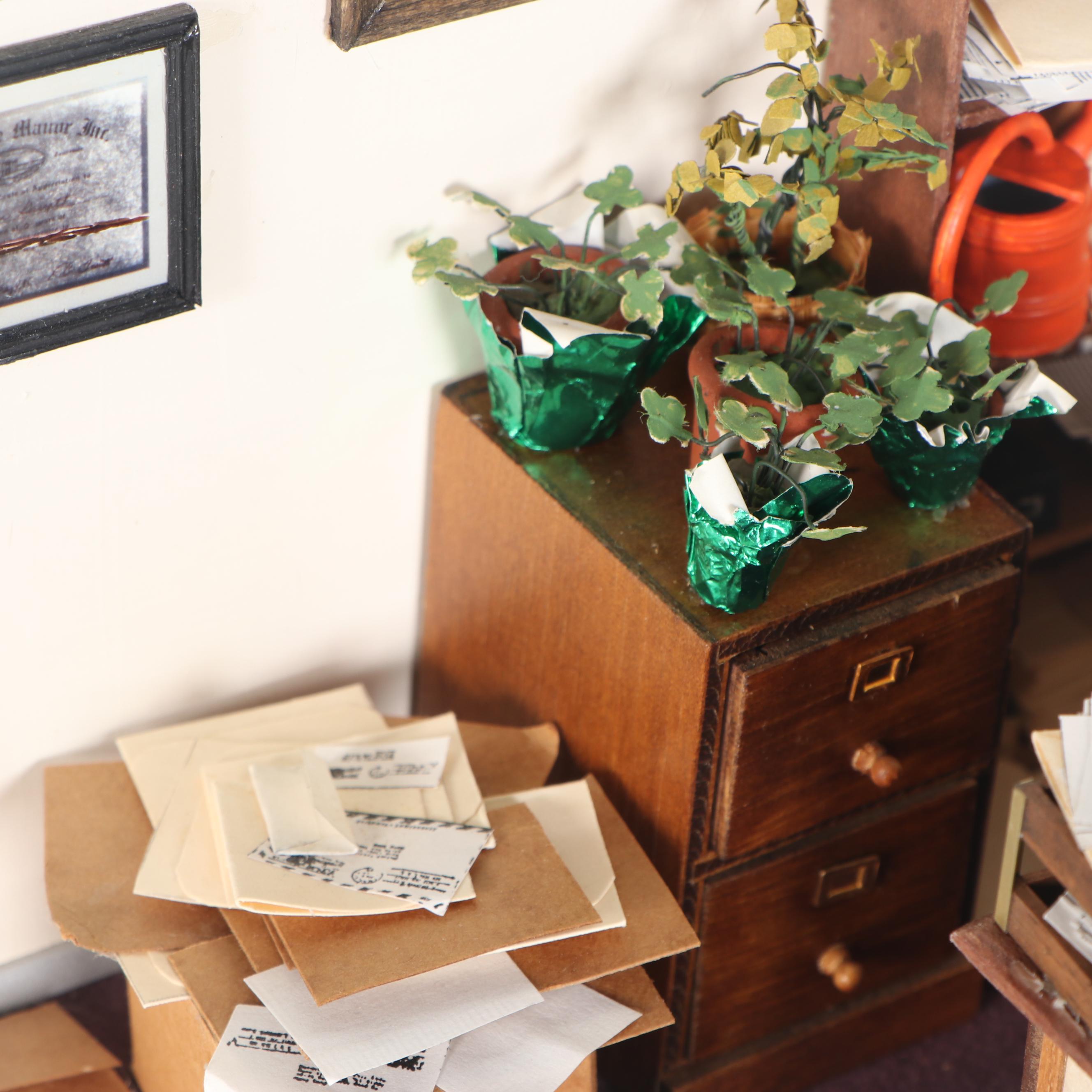 Miniature Office Diorama Featuring Furniture and Accessories, 1992