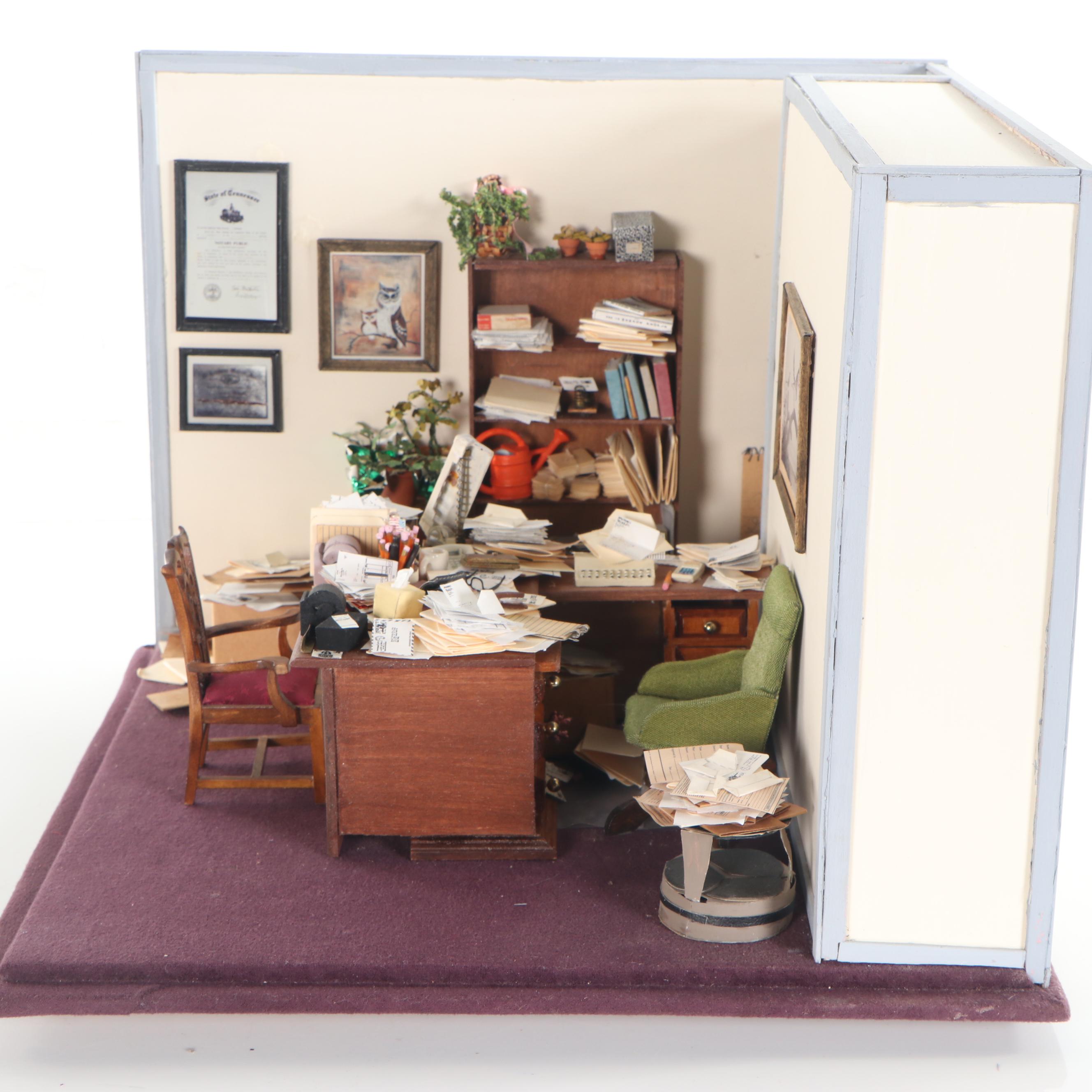 Miniature Office Diorama Featuring Furniture and Accessories, 1992