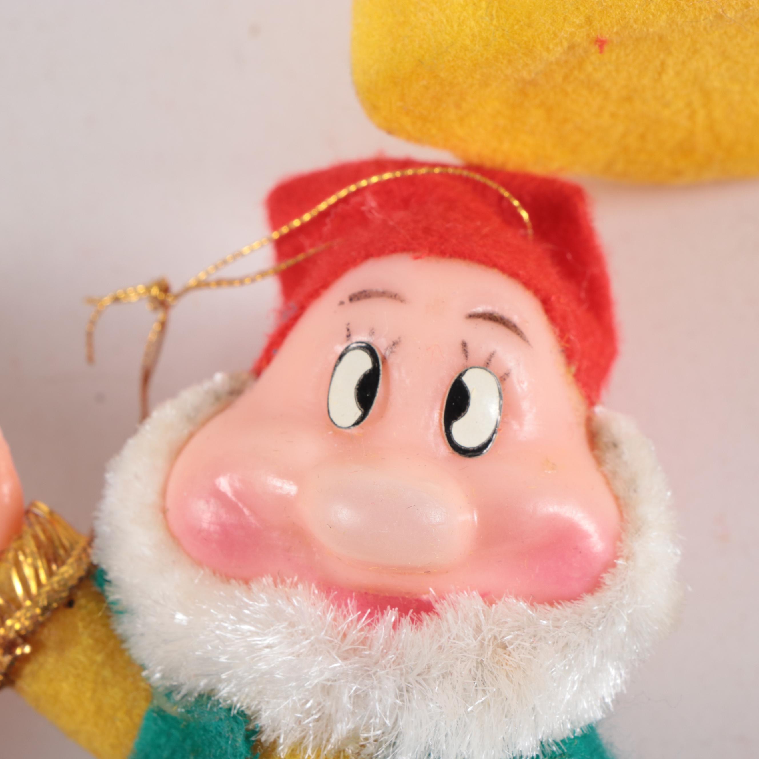 Walt Disney "Snow White and the Seven Dwarfs" Felted Ornaments, 1960s
