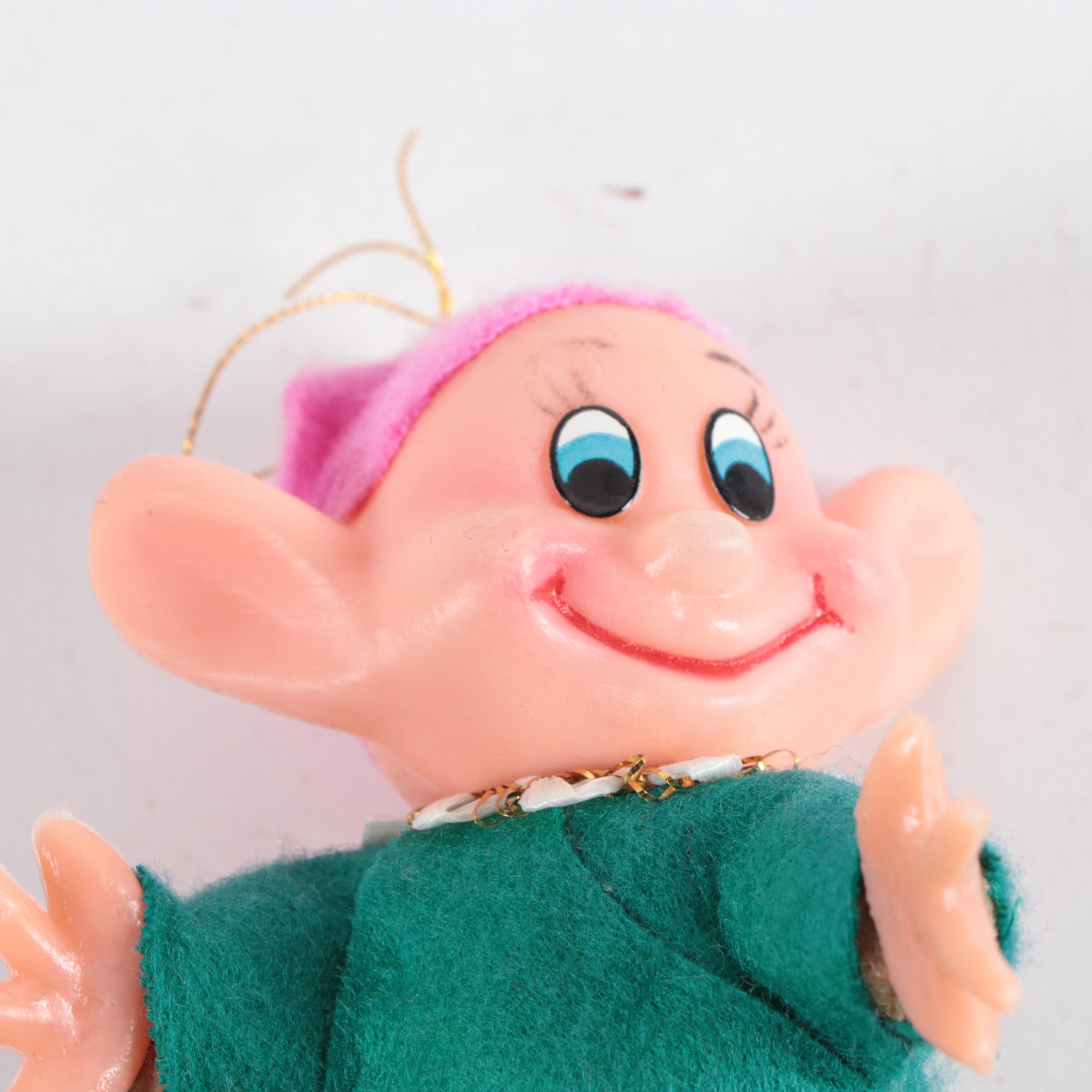 Walt Disney "Snow White and the Seven Dwarfs" Felted Ornaments, 1960s