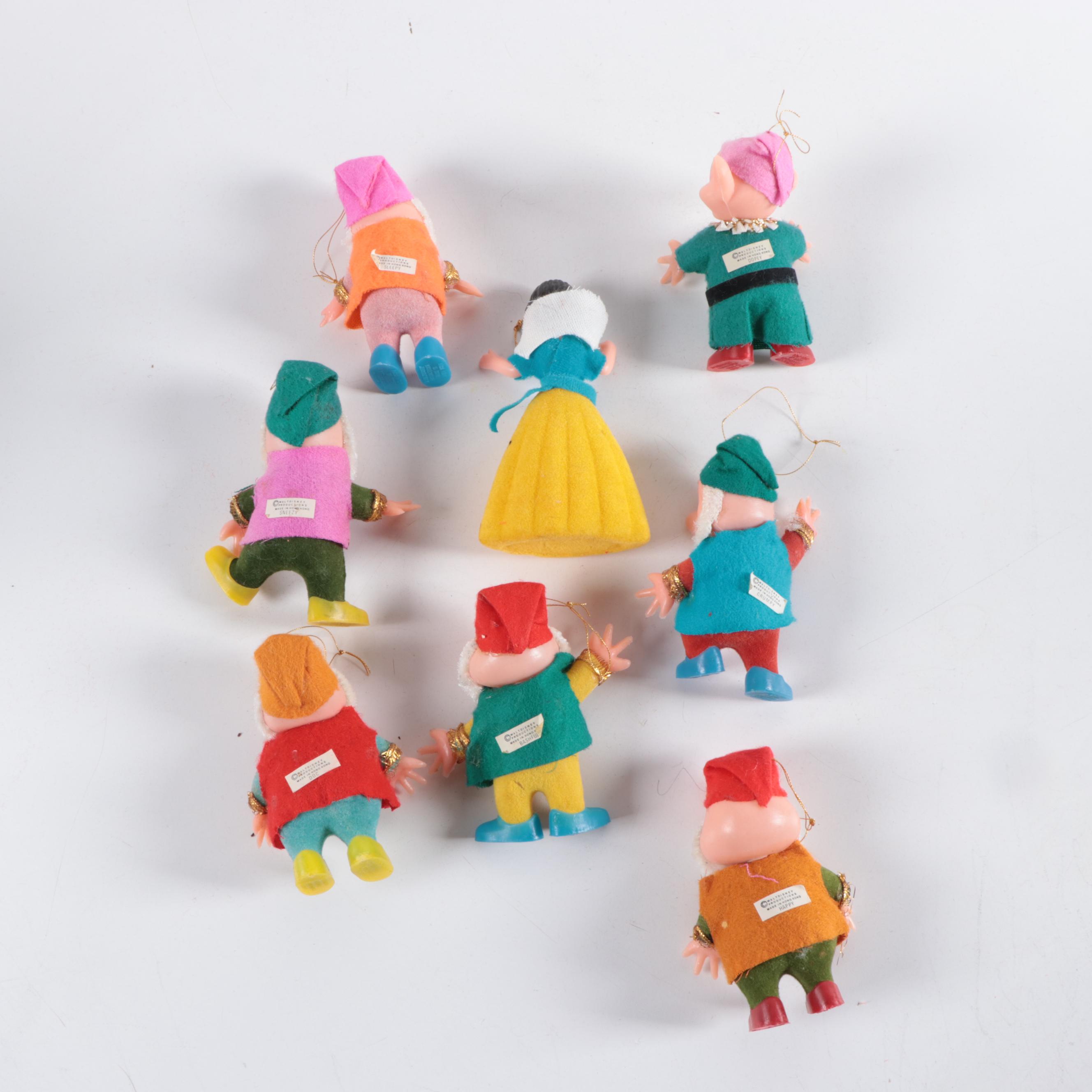 Walt Disney "Snow White and the Seven Dwarfs" Felted Ornaments, 1960s