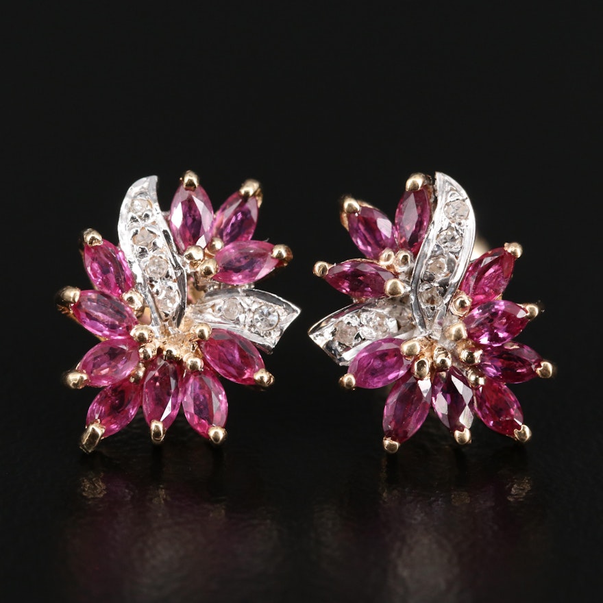 14K Ruby and Diamond Earrings