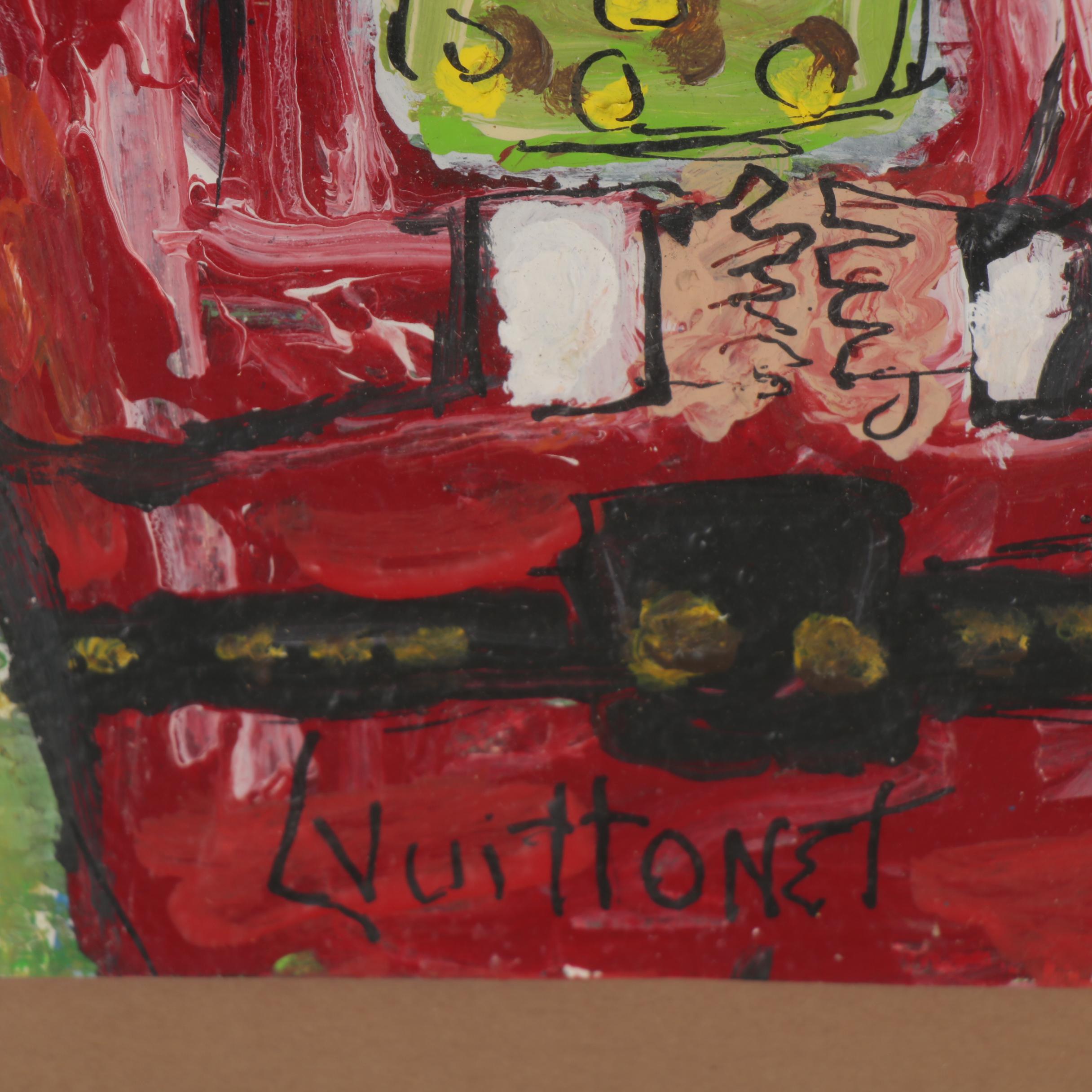 Louis Vuittonet Folk Art Mixed Media Painting of Santa Claus, 21st Century