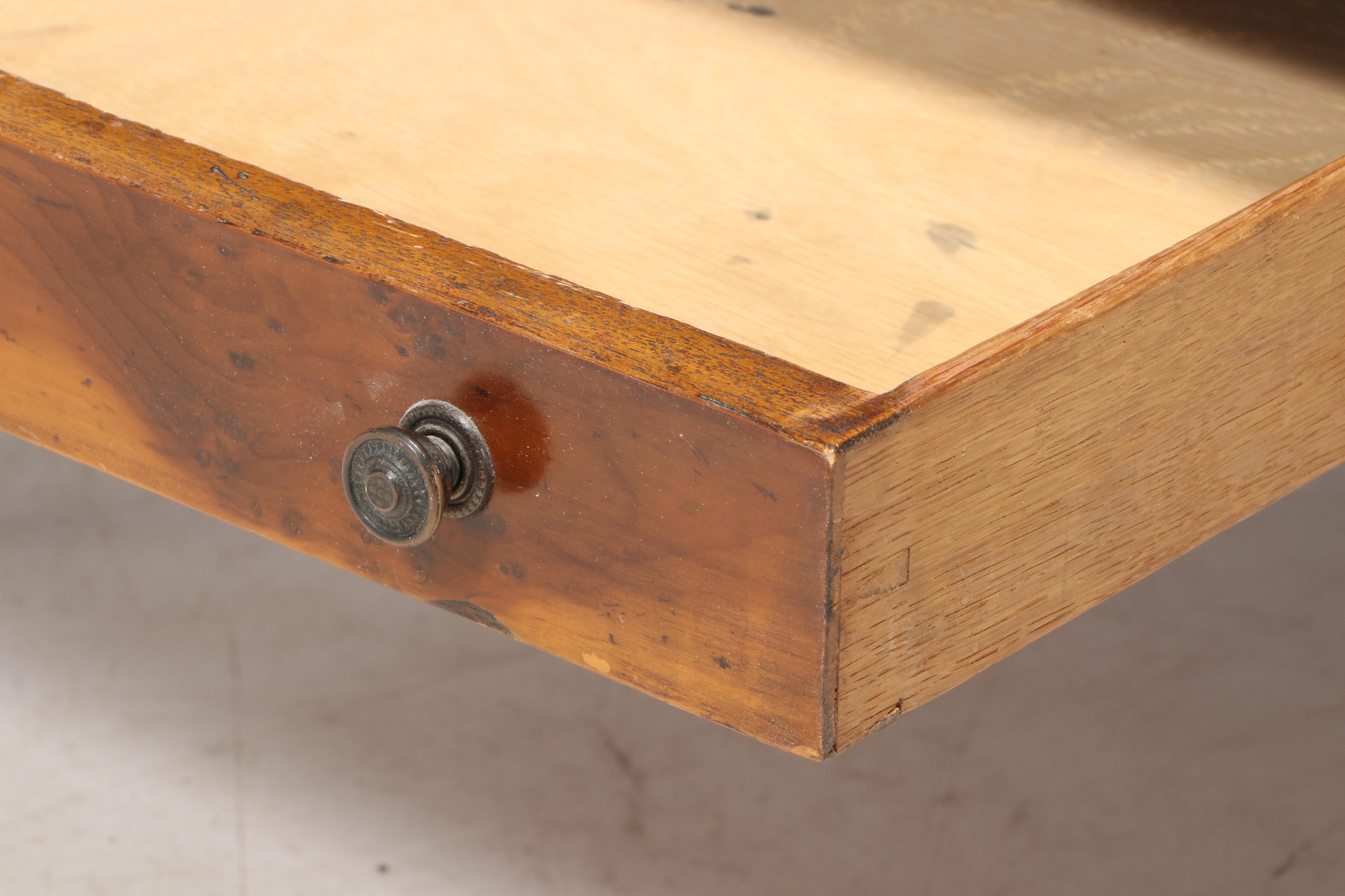 Regency Style Burr Yew and Crossbanded Two-Tier Side Table, 20th Century