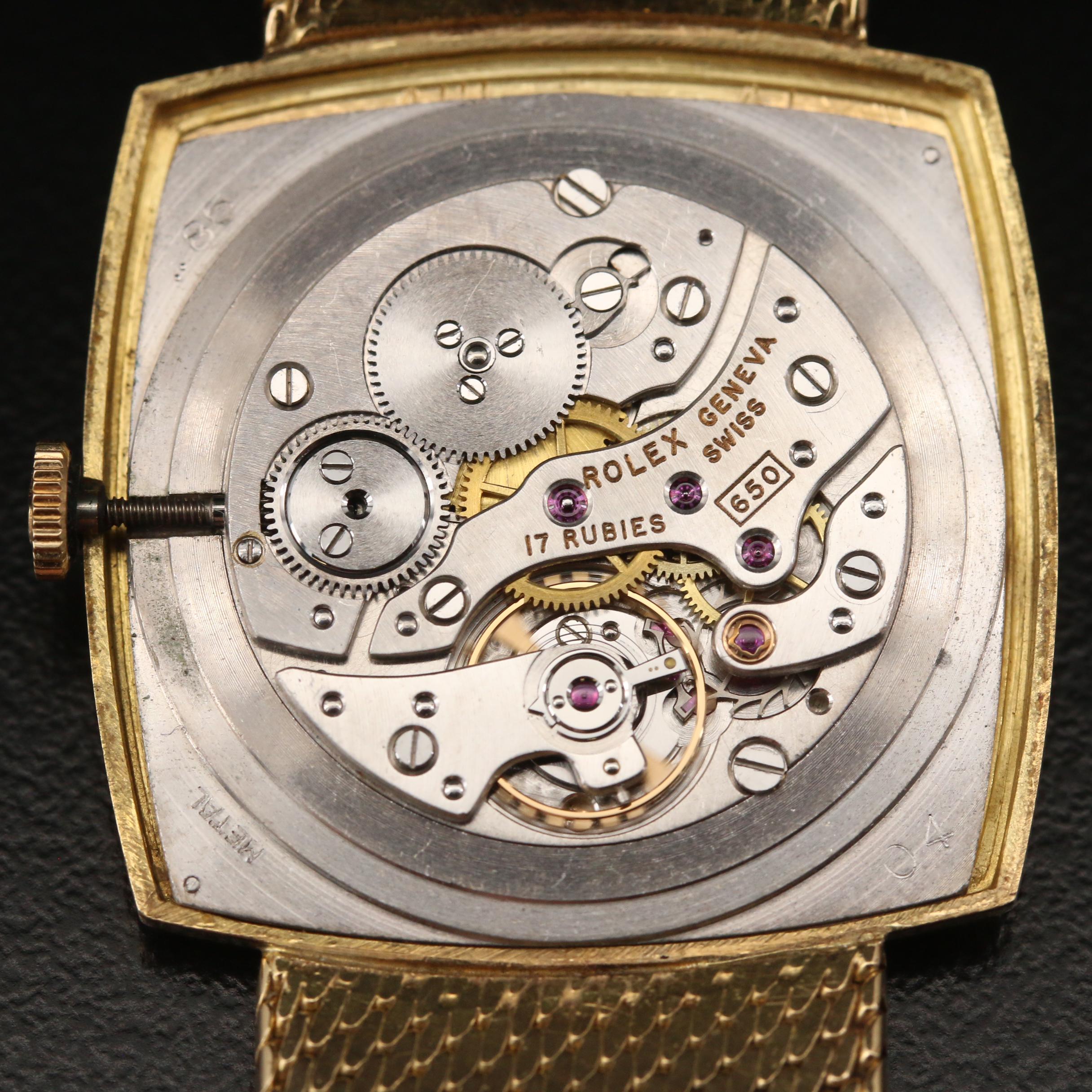 1965 Rolex 3528 18K Gold Stem Wind Watch