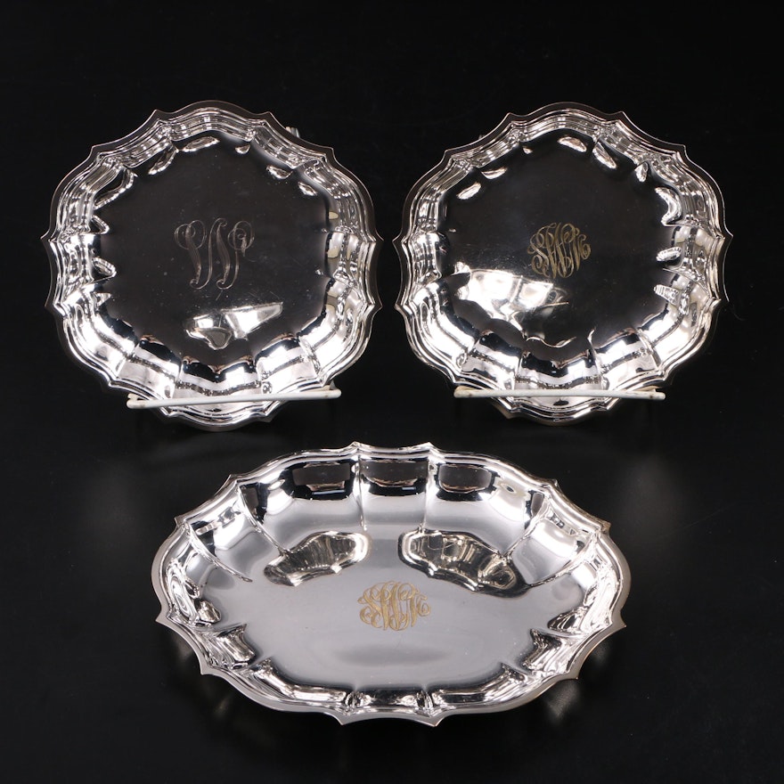Monogrammed Fluted Silver Plate Serving Dishes