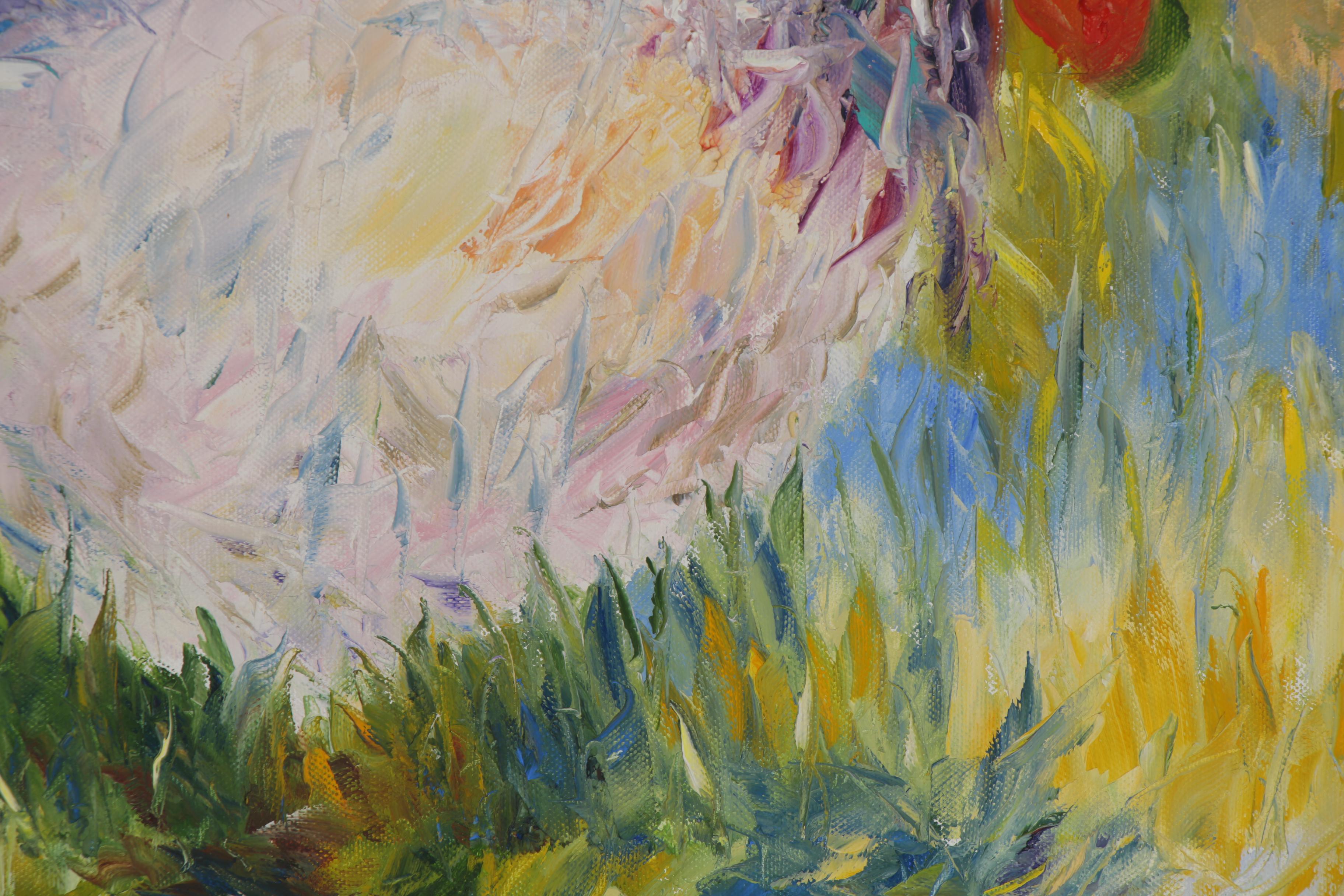 Karen Rolfes Oil Painting of a Rooster, 21st Century