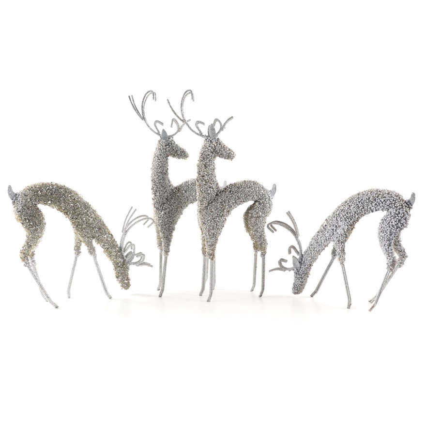 Metal, Glitter and Bead Reindeer Ornaments