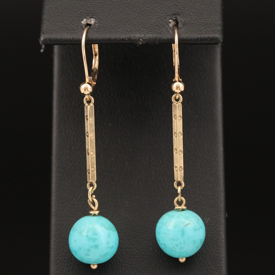 14K Turquoise Drop Earrings