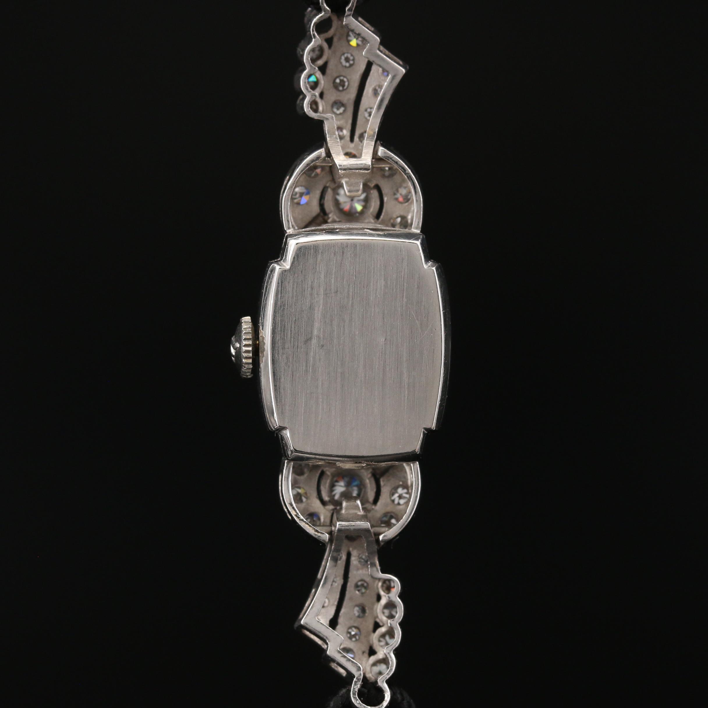 Vintage Hamilton Platinum and 1.25 CTW Diamond Stem Wind Watch