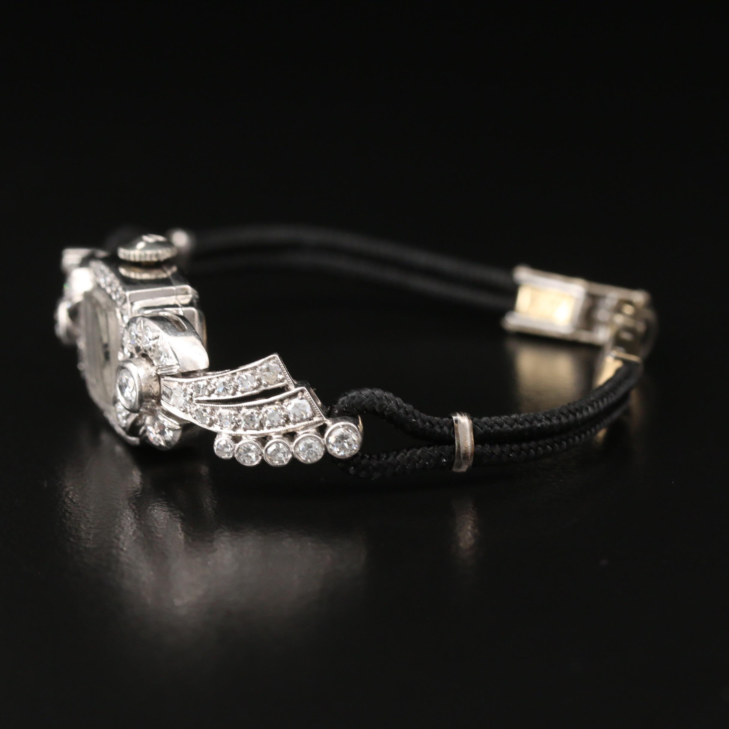 Vintage Hamilton Platinum and 1.25 CTW Diamond Stem Wind Watch