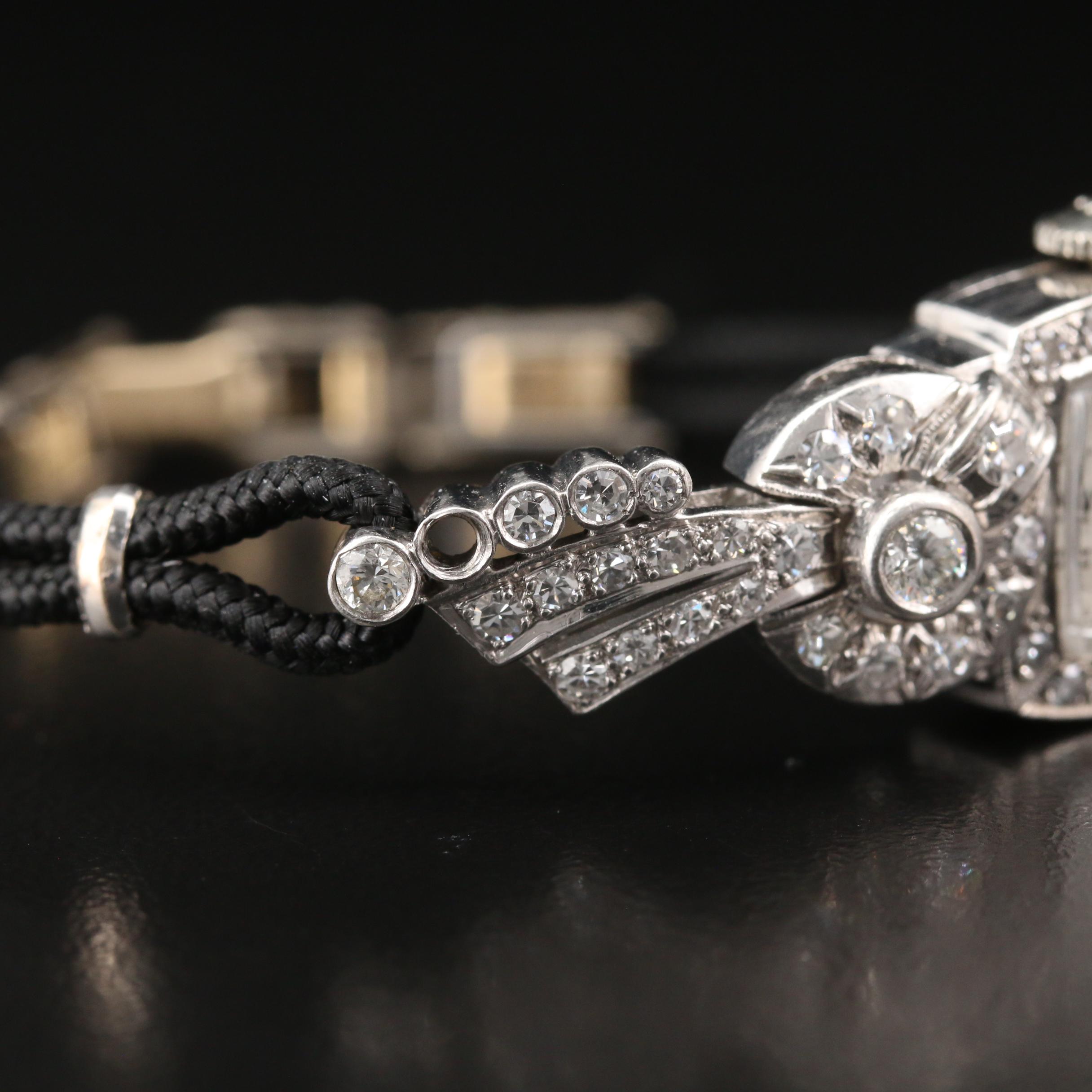 Vintage Hamilton Platinum and 1.25 CTW Diamond Stem Wind Watch