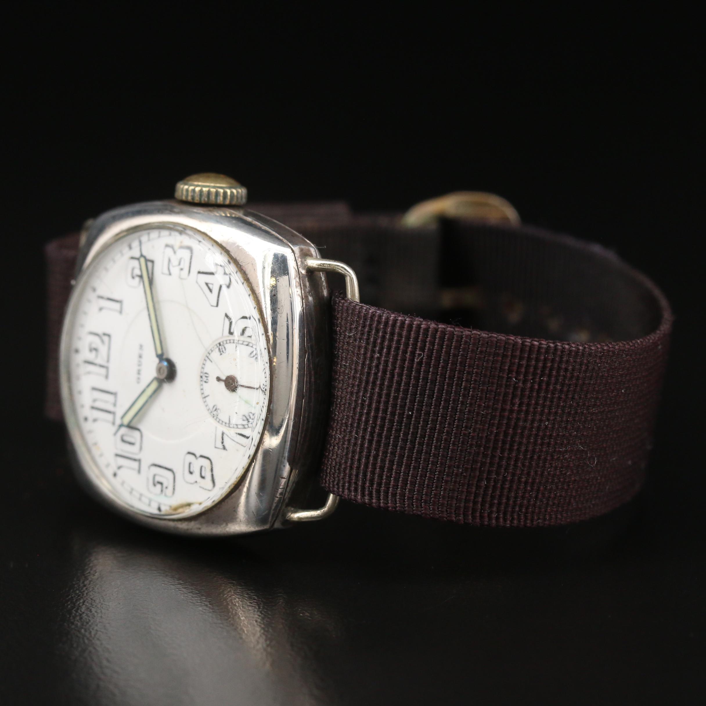 Vintage Gruen Watch Specialties Co. Sterling Silver Trench Watch