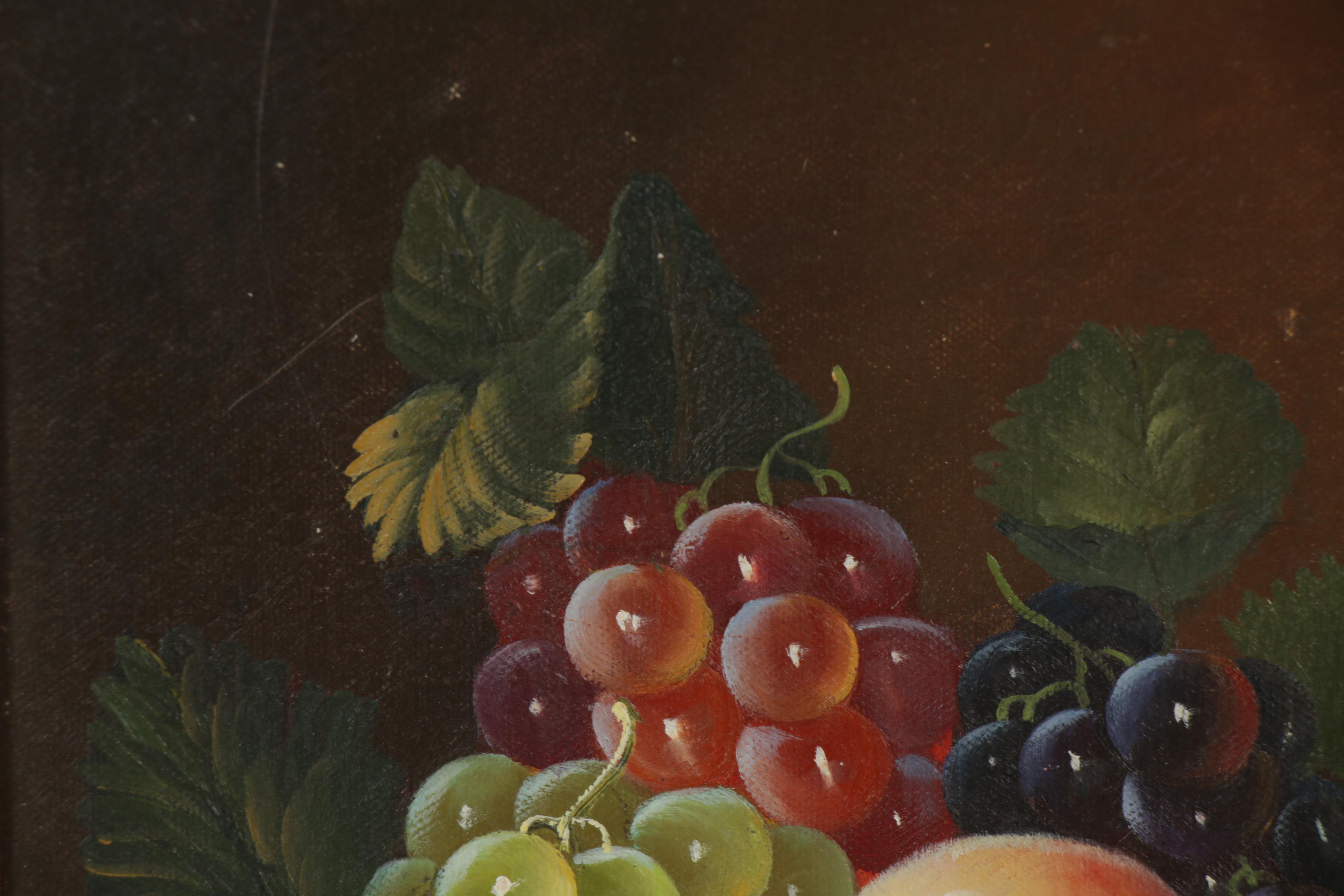 J. Abrams Oil Painting of Still Life with Fruit, Late 20th Century