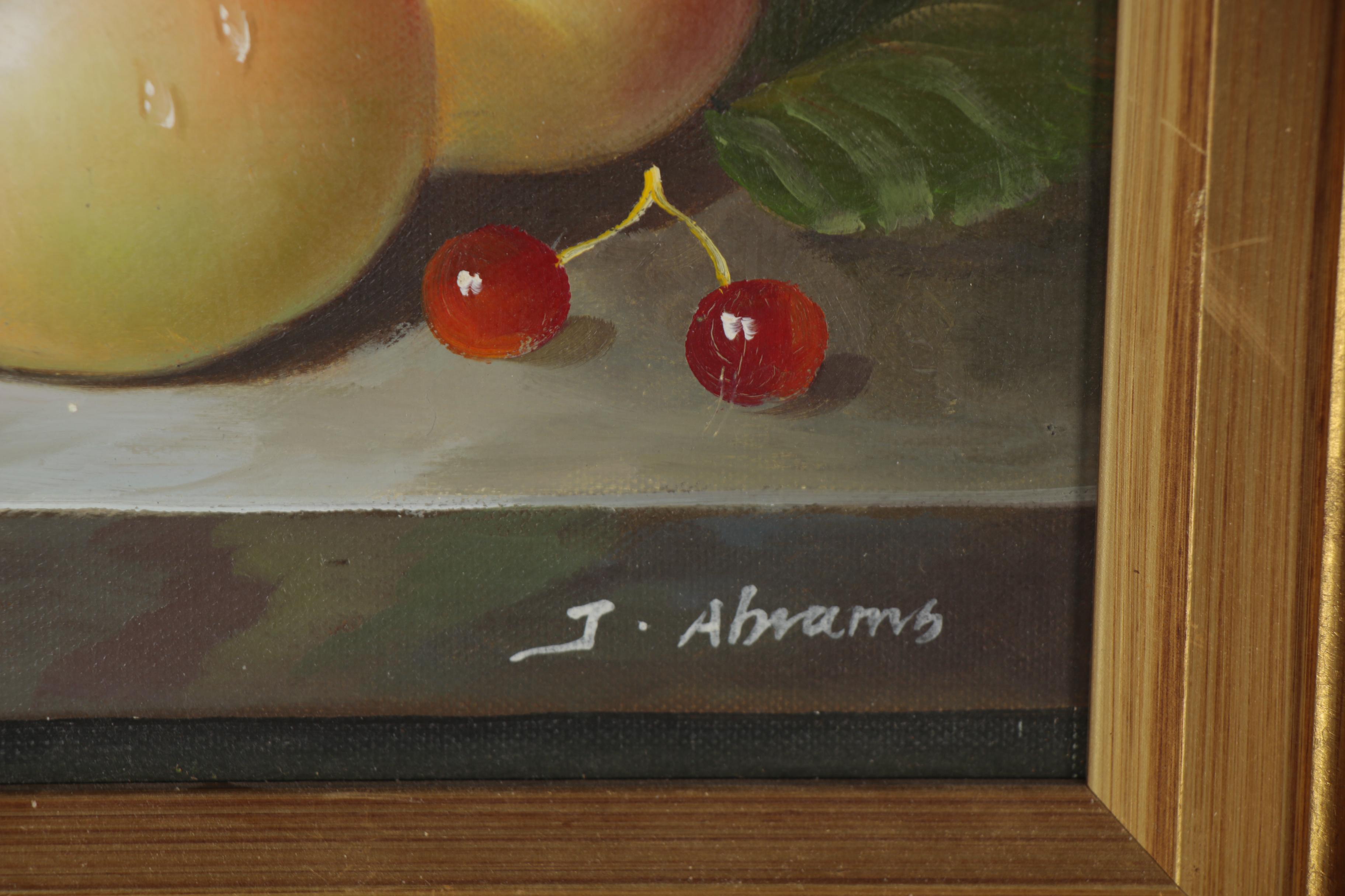 J. Abrams Oil Painting of Still Life with Fruit, Late 20th Century